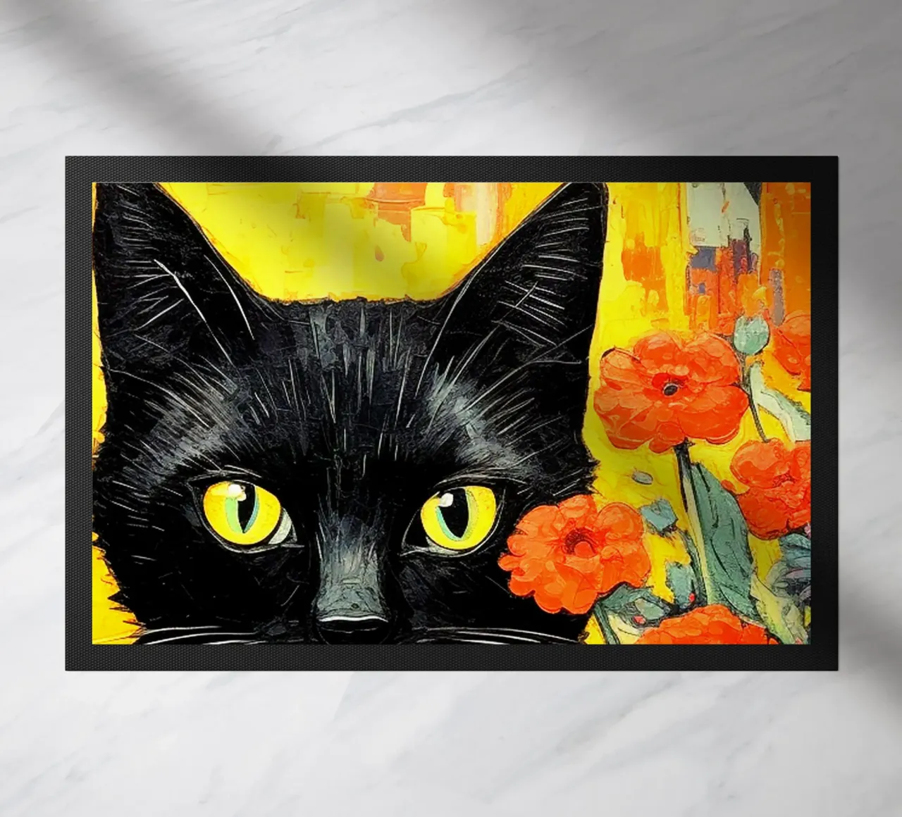 Gatto con fiori zerbino da Puschkinowa