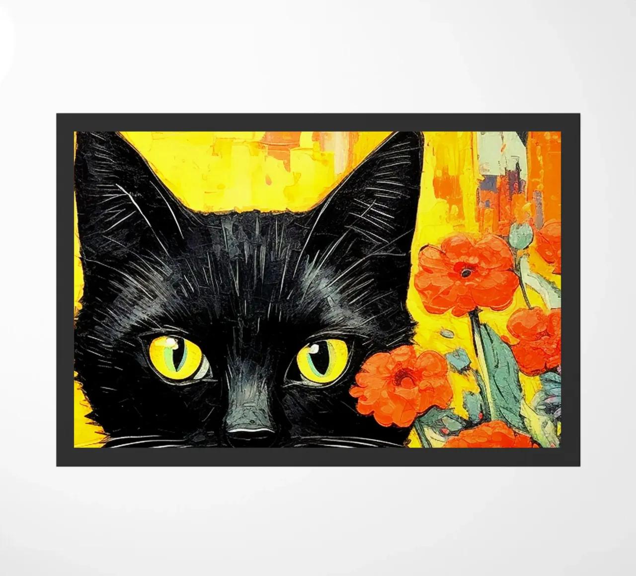 Gatto con fiori zerbino da Puschkinowa