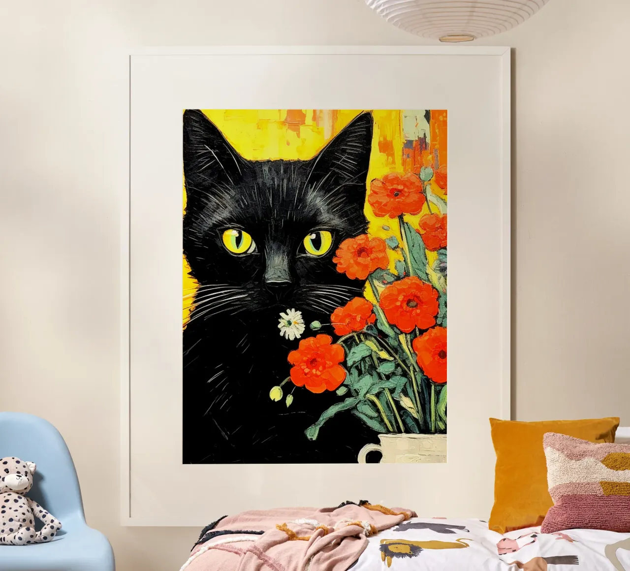 Gatto con fiori carta hahnemühle da Puschkinowa