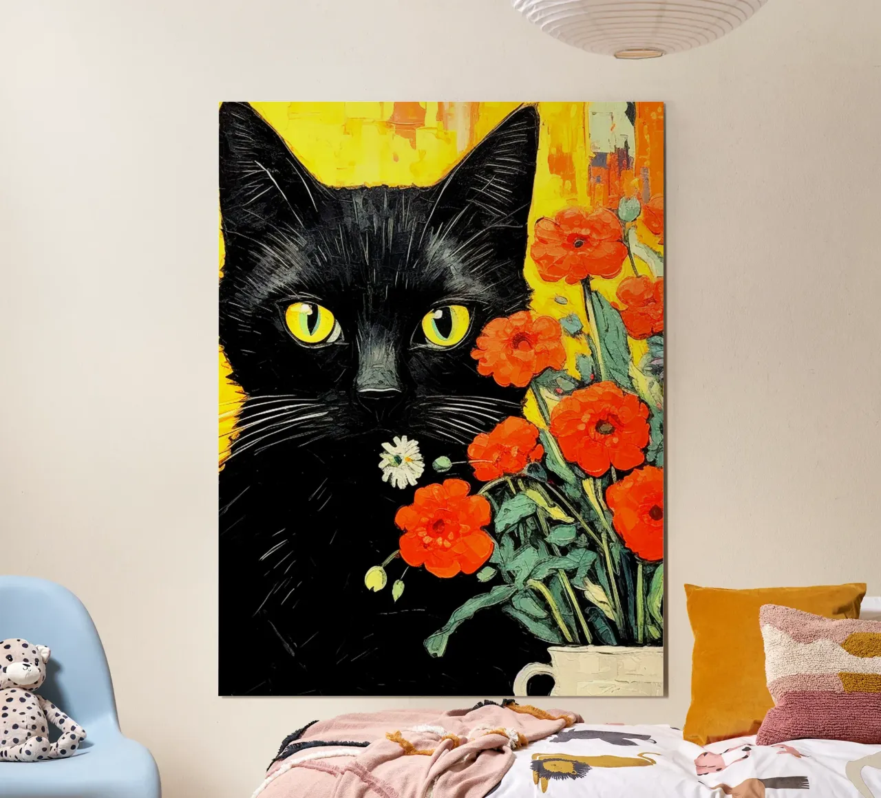 Gatto con fiori carta hahnemühle da Puschkinowa