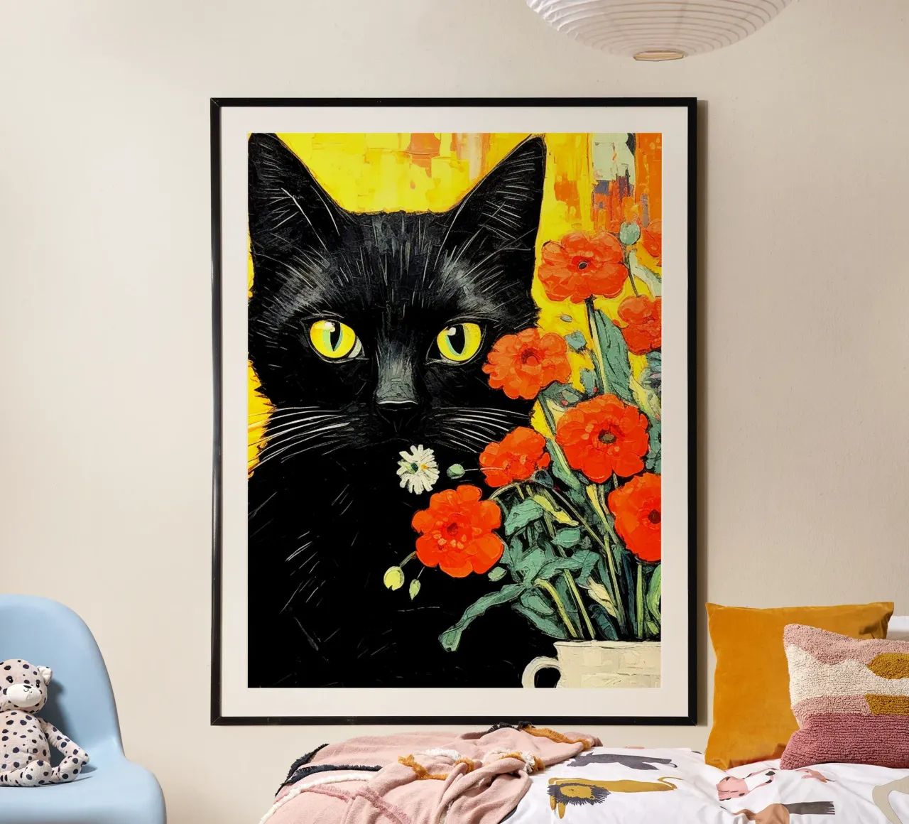 Gatto con fiori carta hahnemühle da Puschkinowa