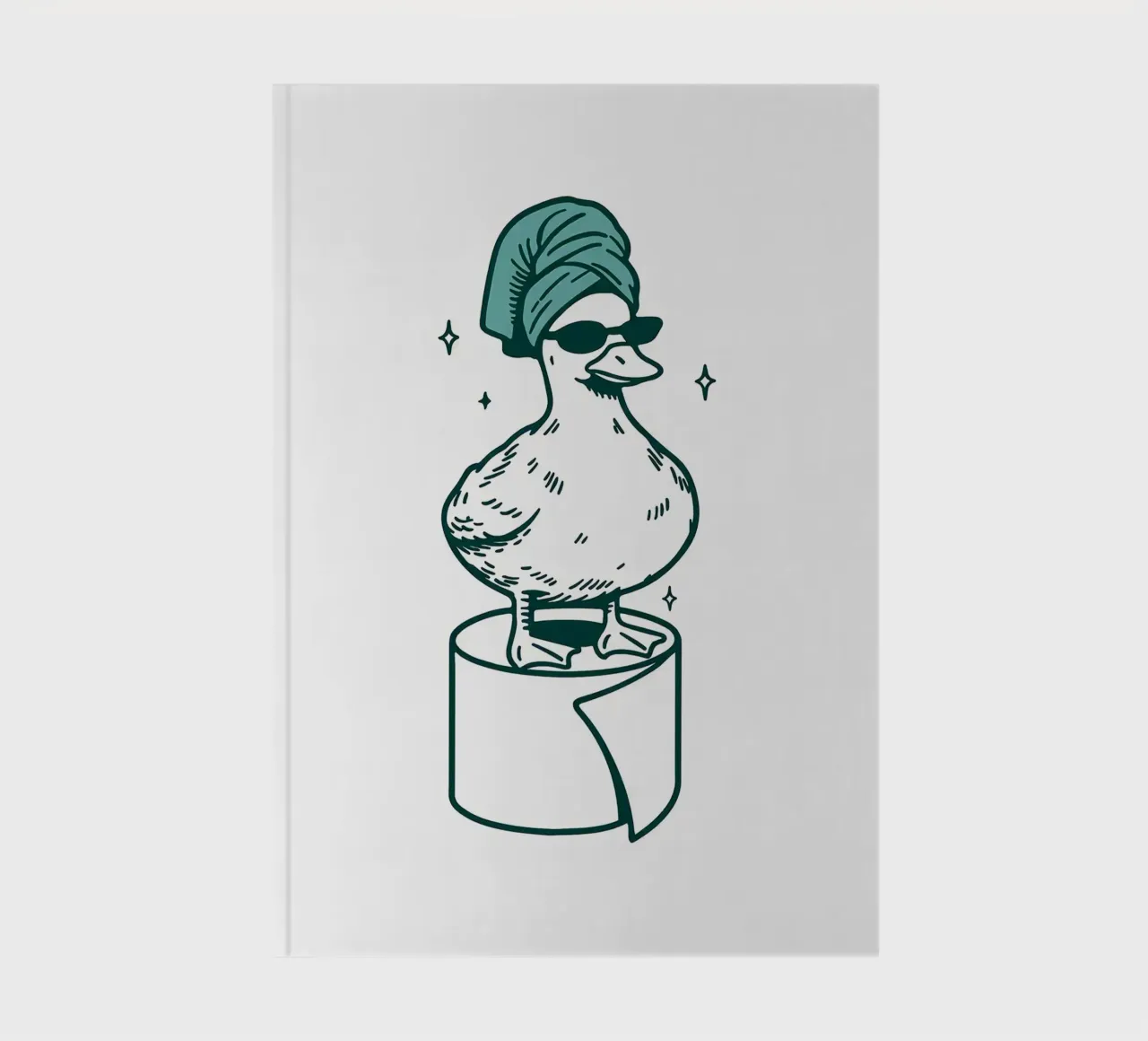 Funny Duck with Towel and Sunglasses notebook by JoyWalkerShop