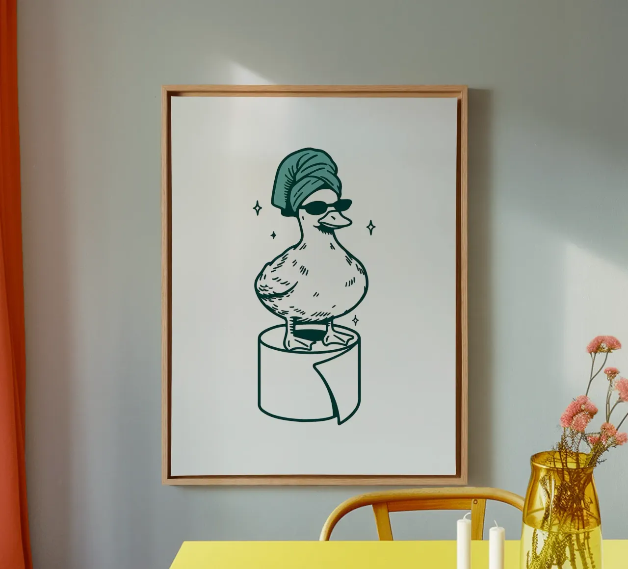 Funny Duck with Towel and Sunglasses canvas by JoyWalkerShop