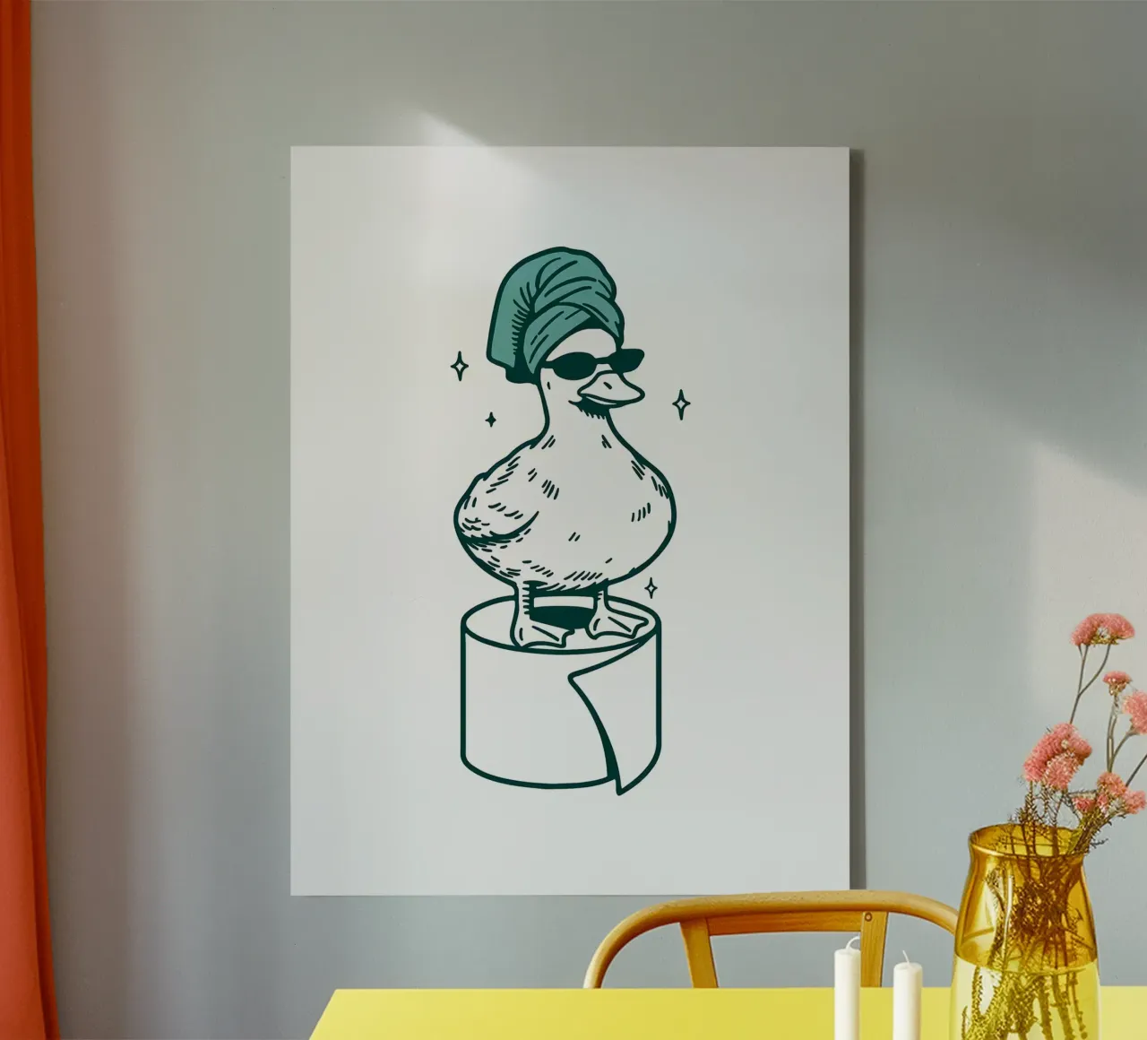 Funny Duck with Towel and Sunglasses canvas by JoyWalkerShop