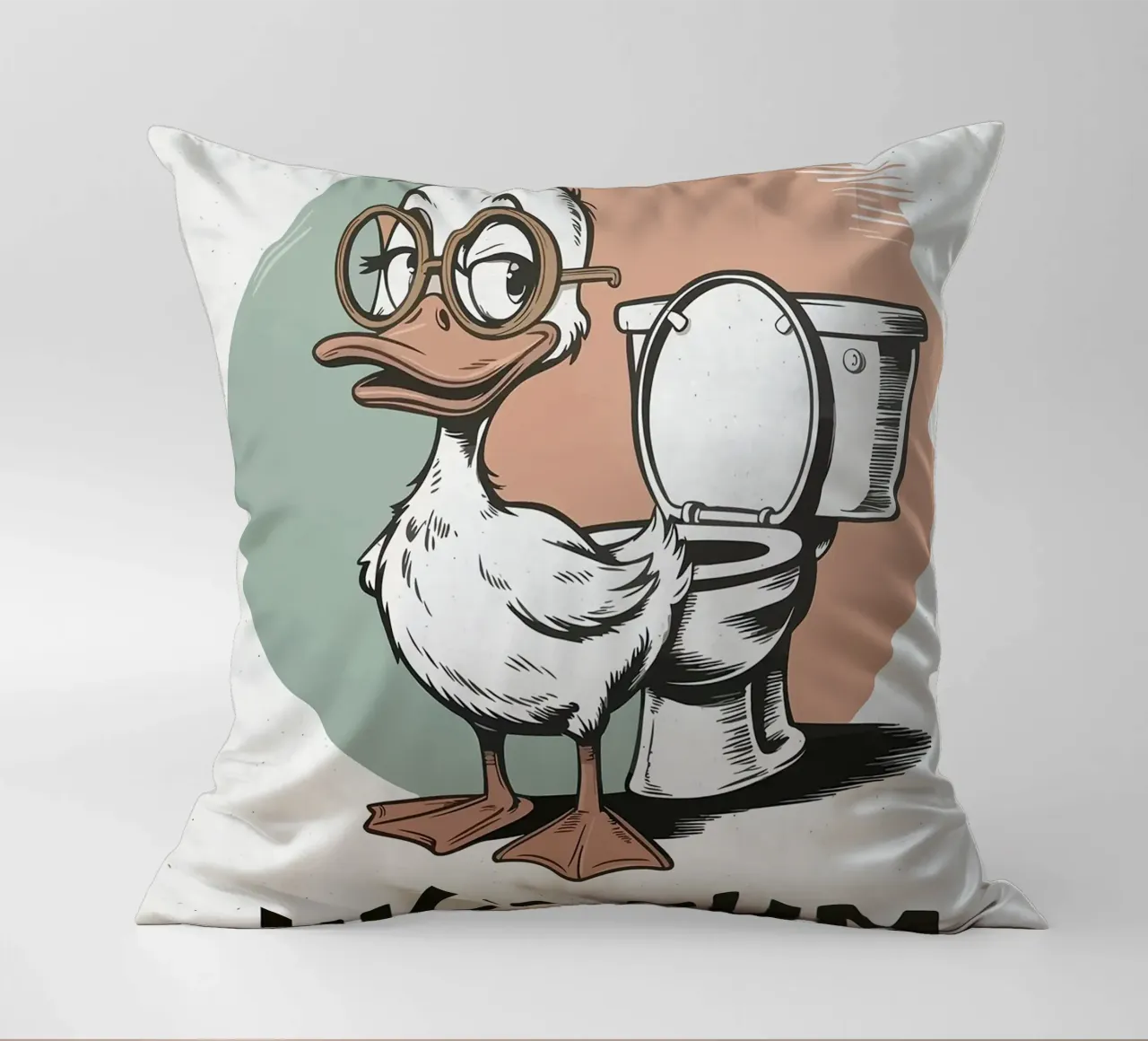 Anatra con occhiali e umorismo da toilette cuscino da JoyWalkerShop