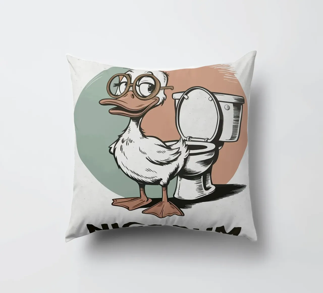 Anatra con occhiali e umorismo da toilette cuscino da JoyWalkerShop