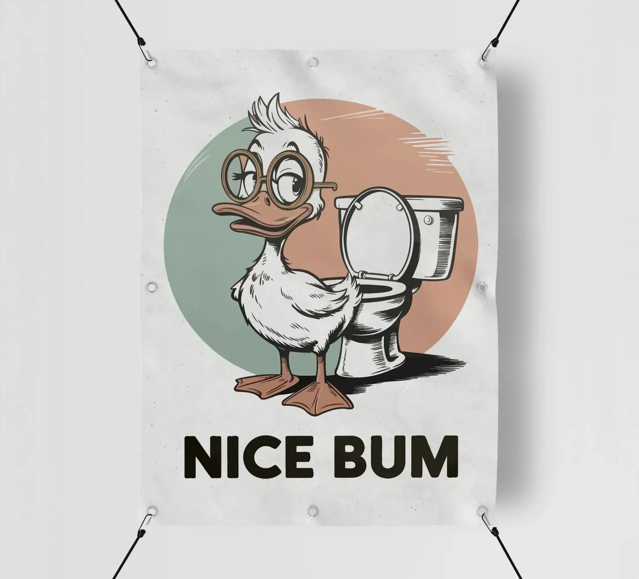 Anatra con occhiali e umorismo da toilette telo in pvc da JoyWalkerShop