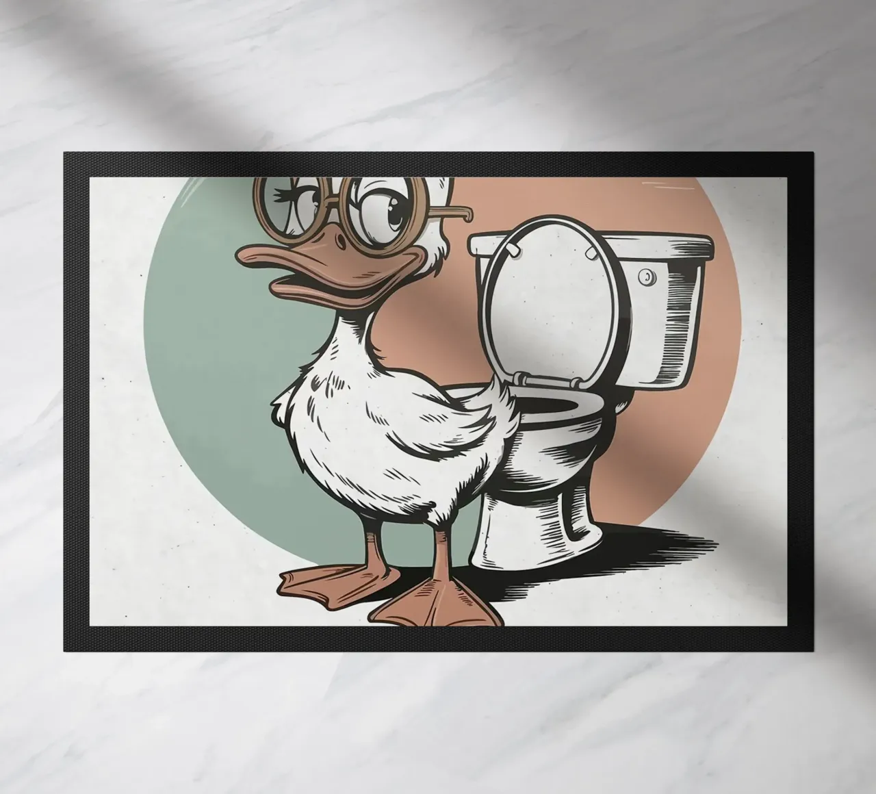 Anatra con occhiali e umorismo da toilette zerbino da JoyWalkerShop