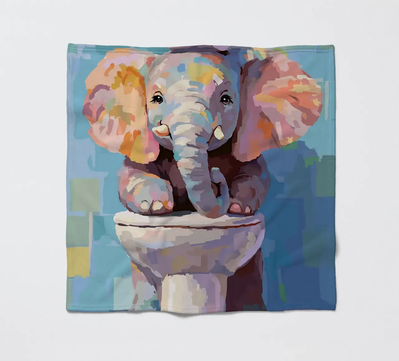 Elefante sul wc con carta igienica coperta in pile da JoyWalkerShop