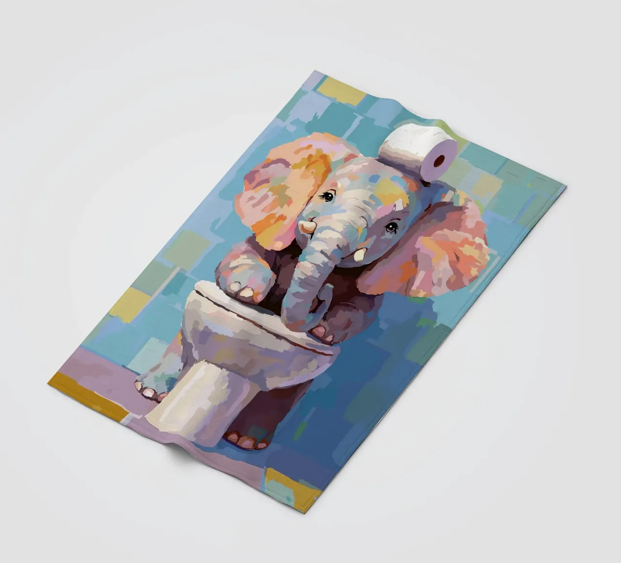 Elefante sul wc con carta igienica coperta in pile da JoyWalkerShop