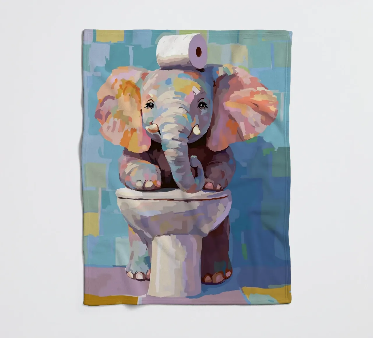 Elefante sul wc con carta igienica coperta in pile da JoyWalkerShop