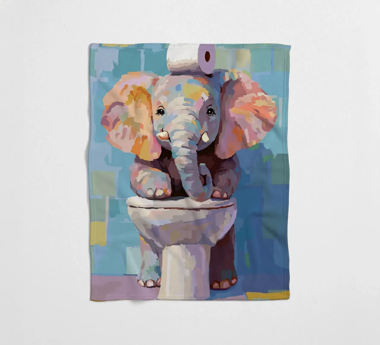 Elefante sul wc con carta igienica coperta in pile da JoyWalkerShop