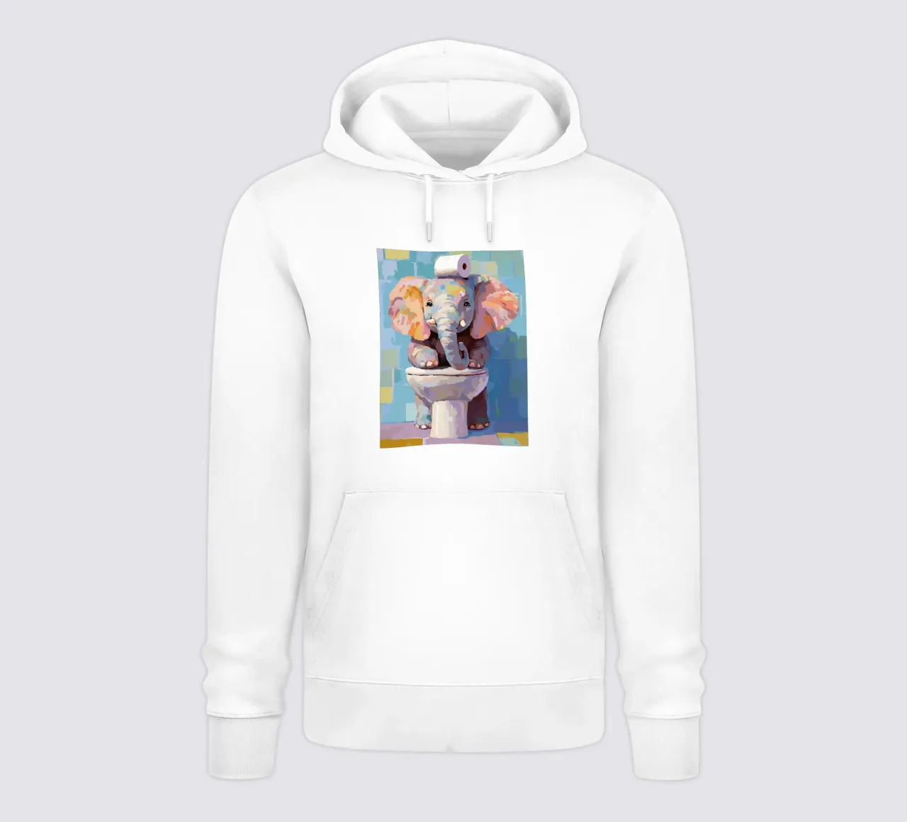 Elefante sul wc con carta igienica felpa con cappuccio da JoyWalkerShop
