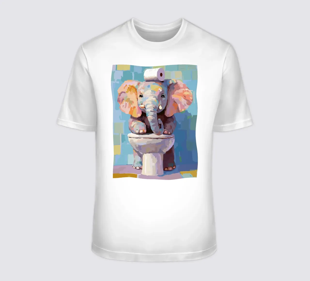 Elefante sul wc con carta igienica t-shirt da JoyWalkerShop