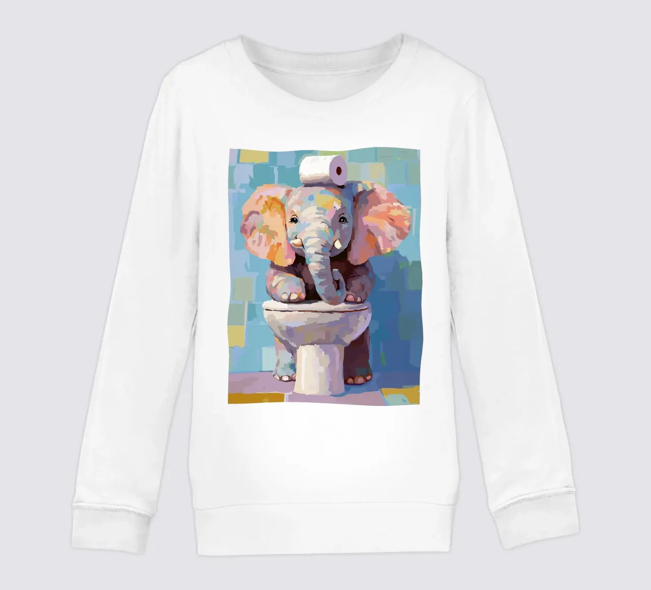 Elefante sul wc con carta igienica felpa bambino da JoyWalkerShop
