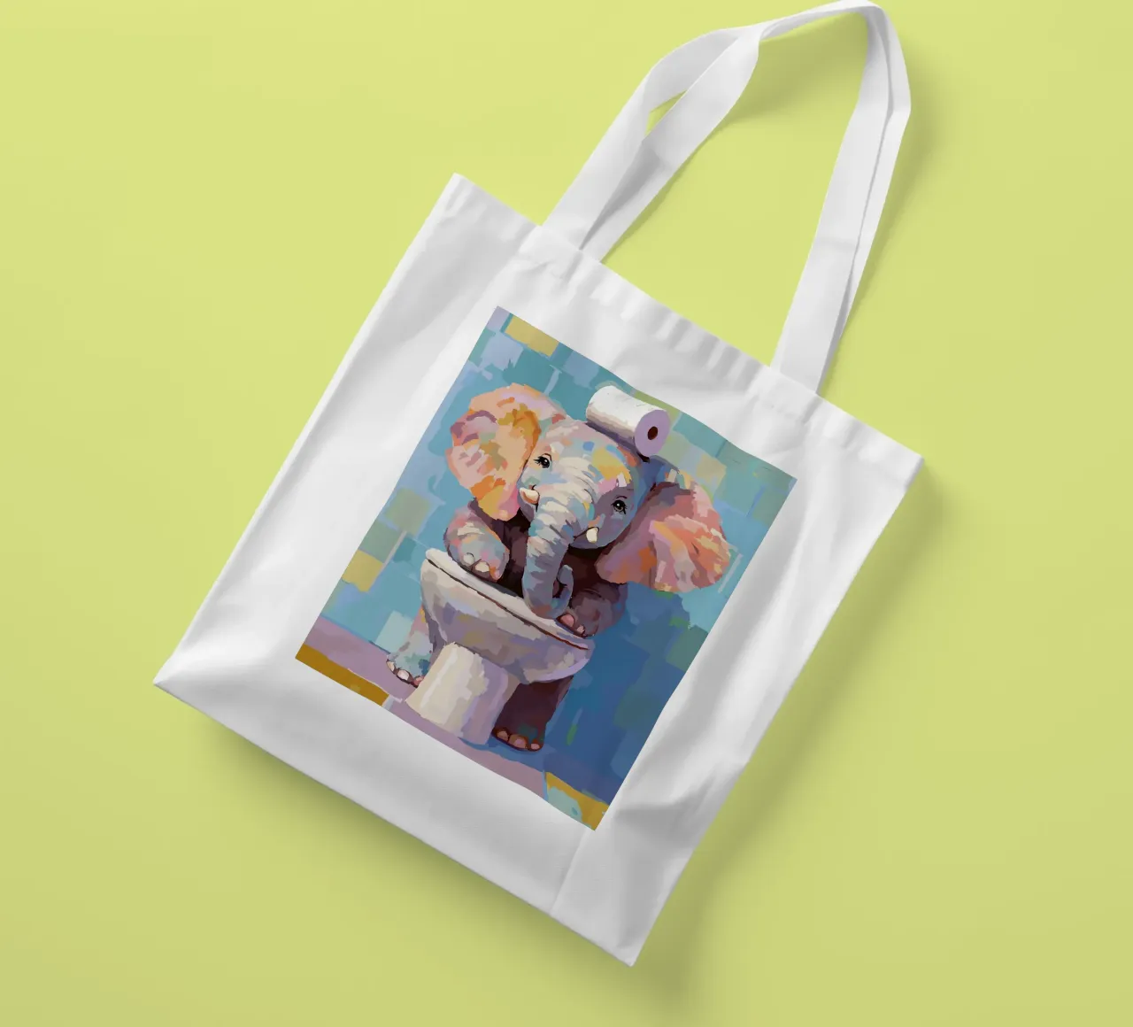 Elefante sul wc con carta igienica borsa in juta da JoyWalkerShop