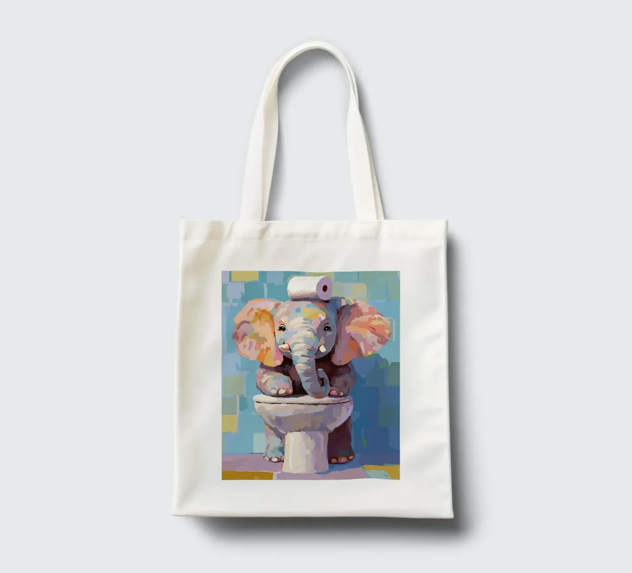 Elefante sul wc con carta igienica borsa in juta da JoyWalkerShop
