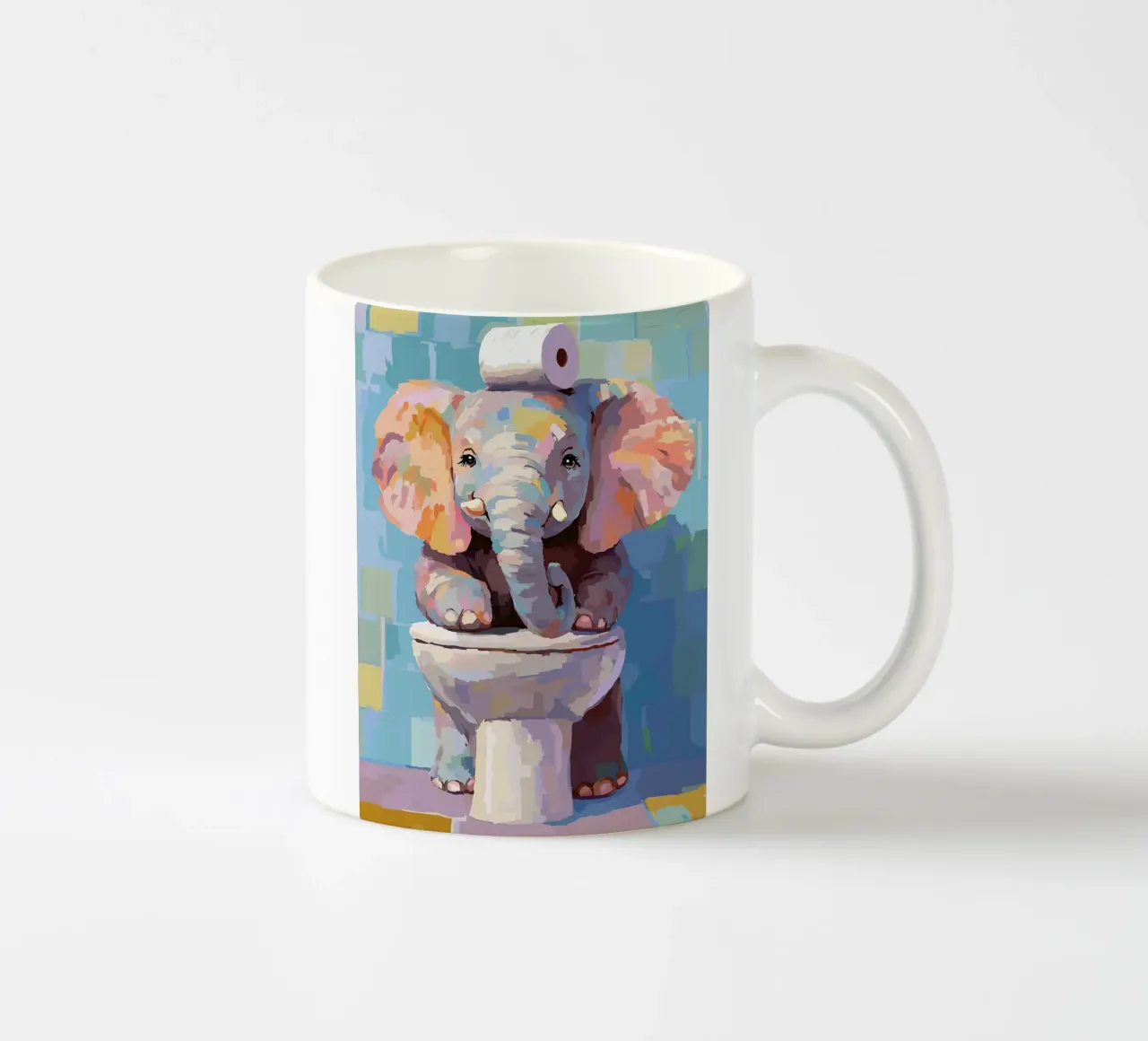 Elefante sul wc con carta igienica tazza in ceramica da JoyWalkerShop
