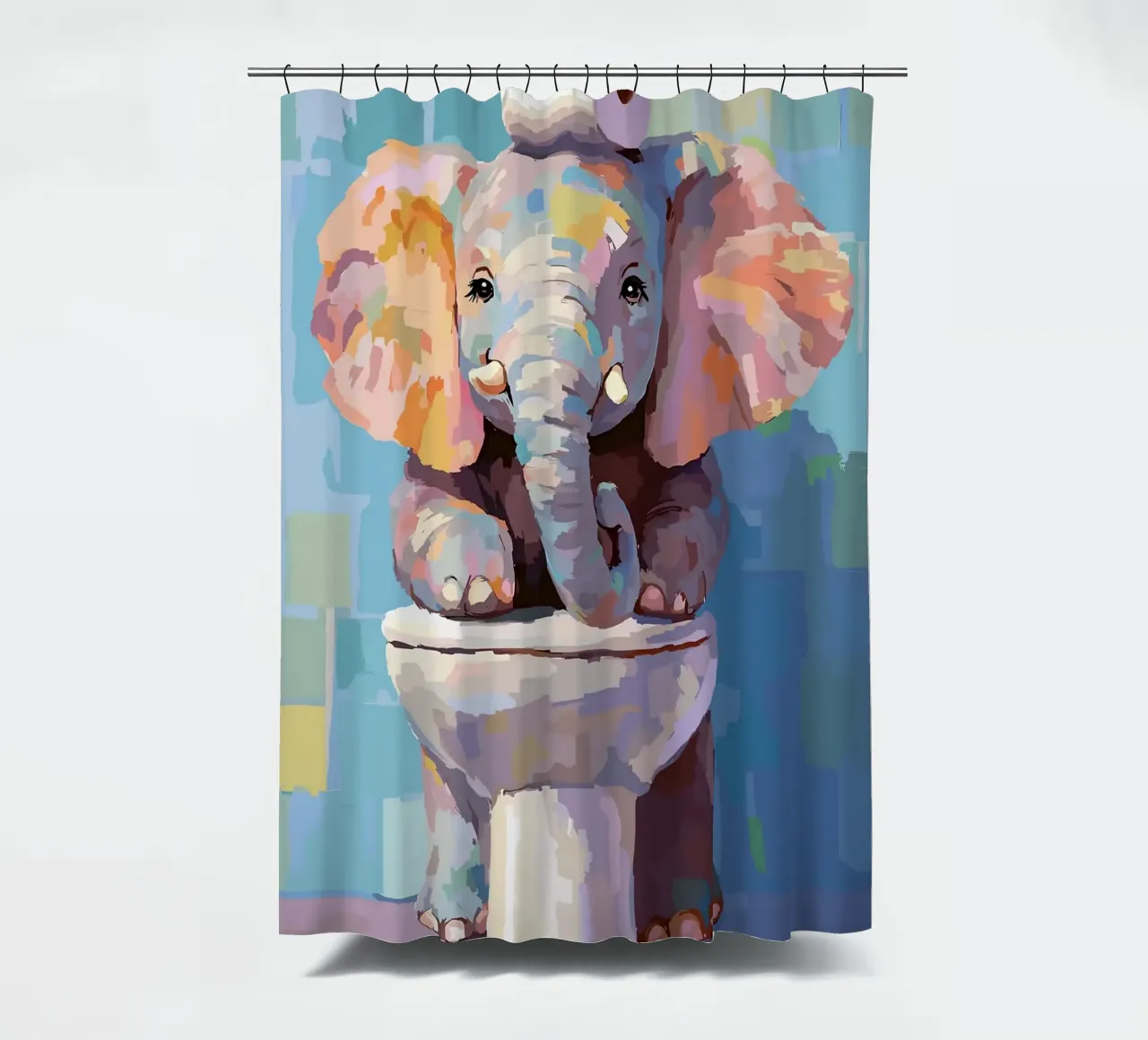 Elefante sul wc con carta igienica tenda da doccia da JoyWalkerShop