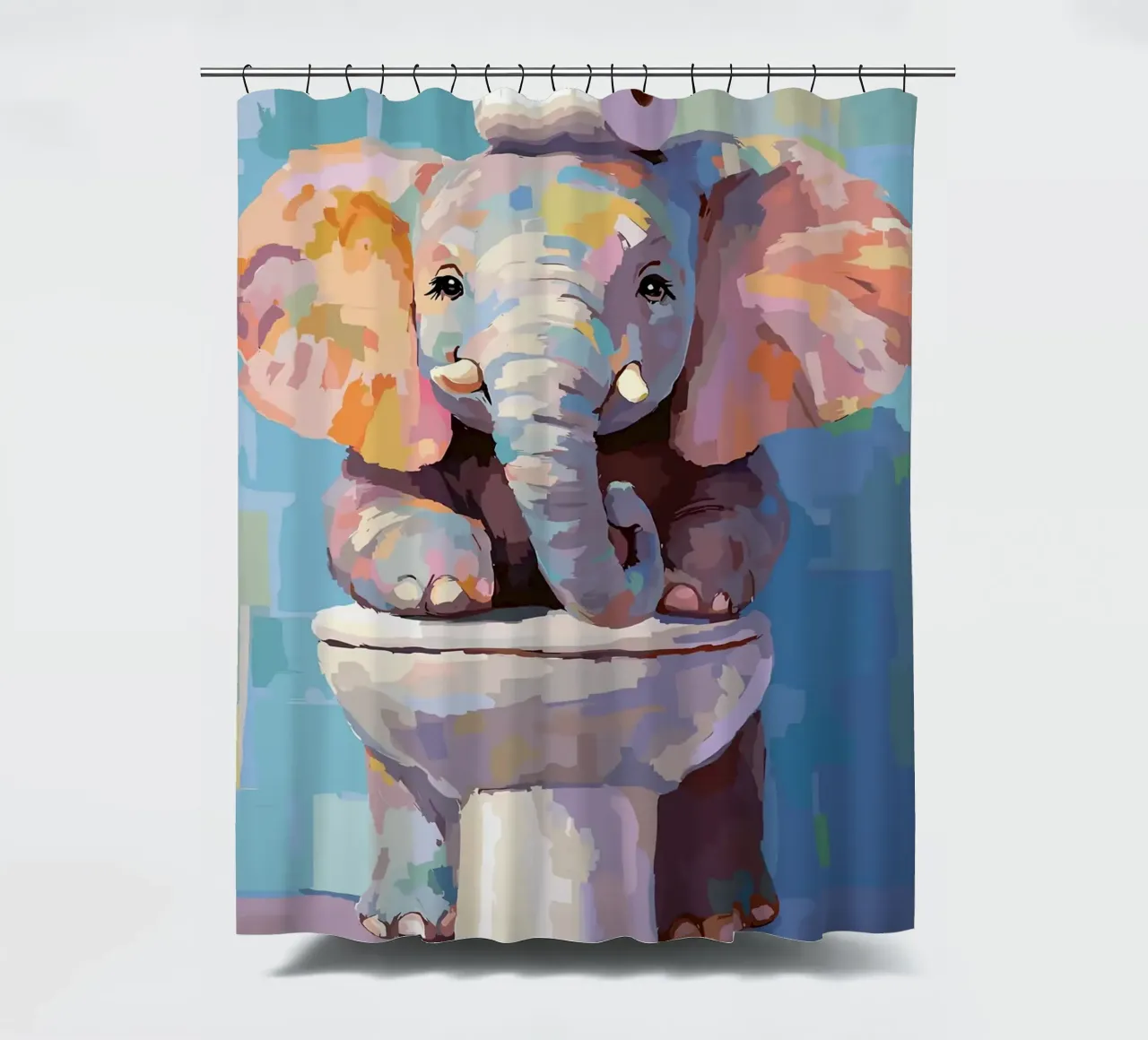 Elefante sul wc con carta igienica tenda da doccia da JoyWalkerShop