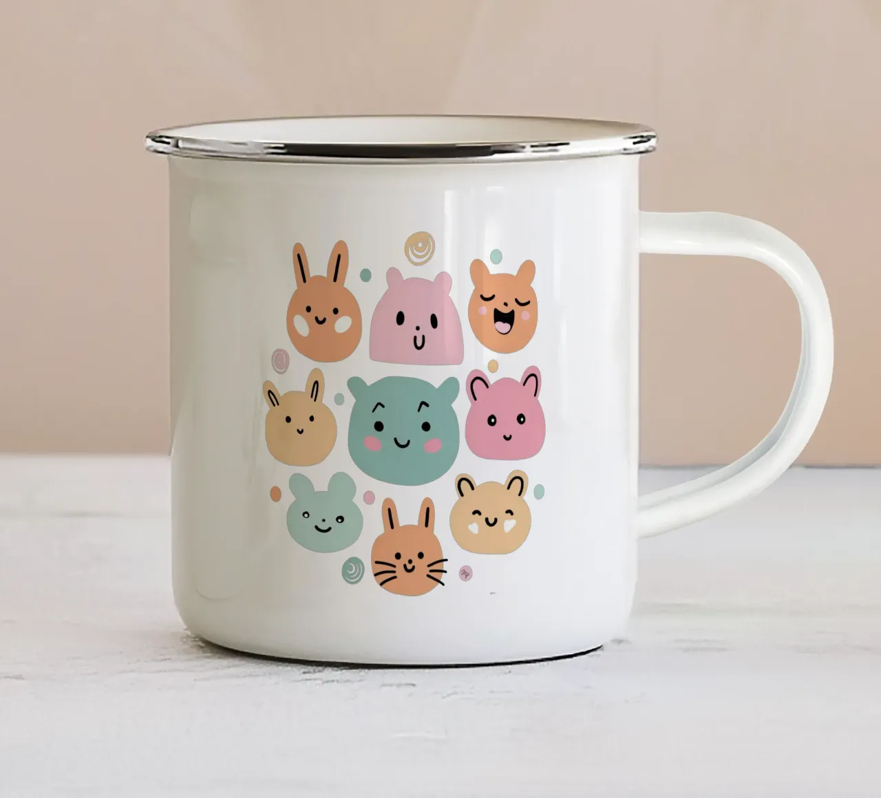 Simpatici amici pastello tazza in smalto da Martina