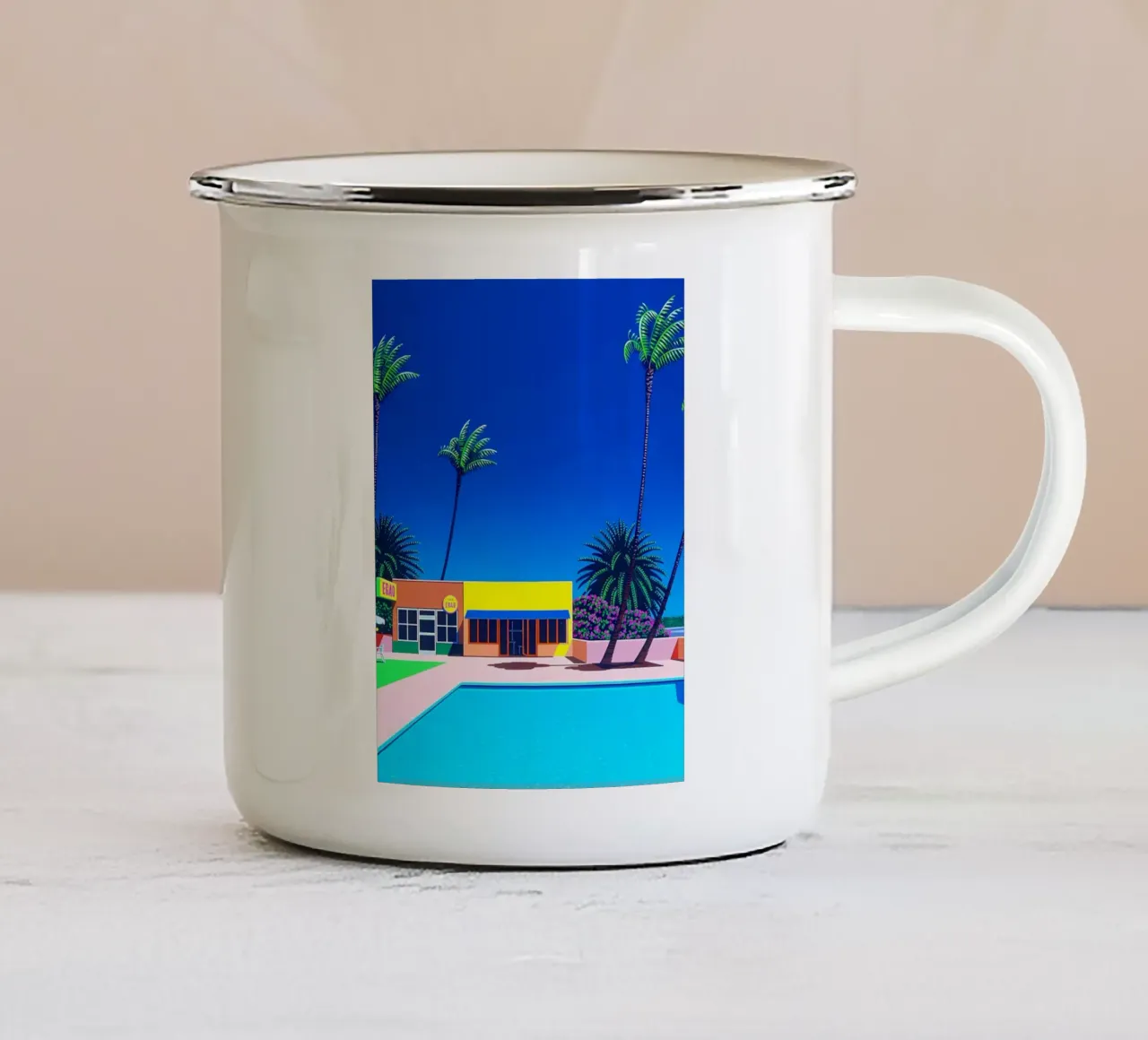 Piscina Hiroshi Nagai Poster tazza in smalto da KOOL STORE