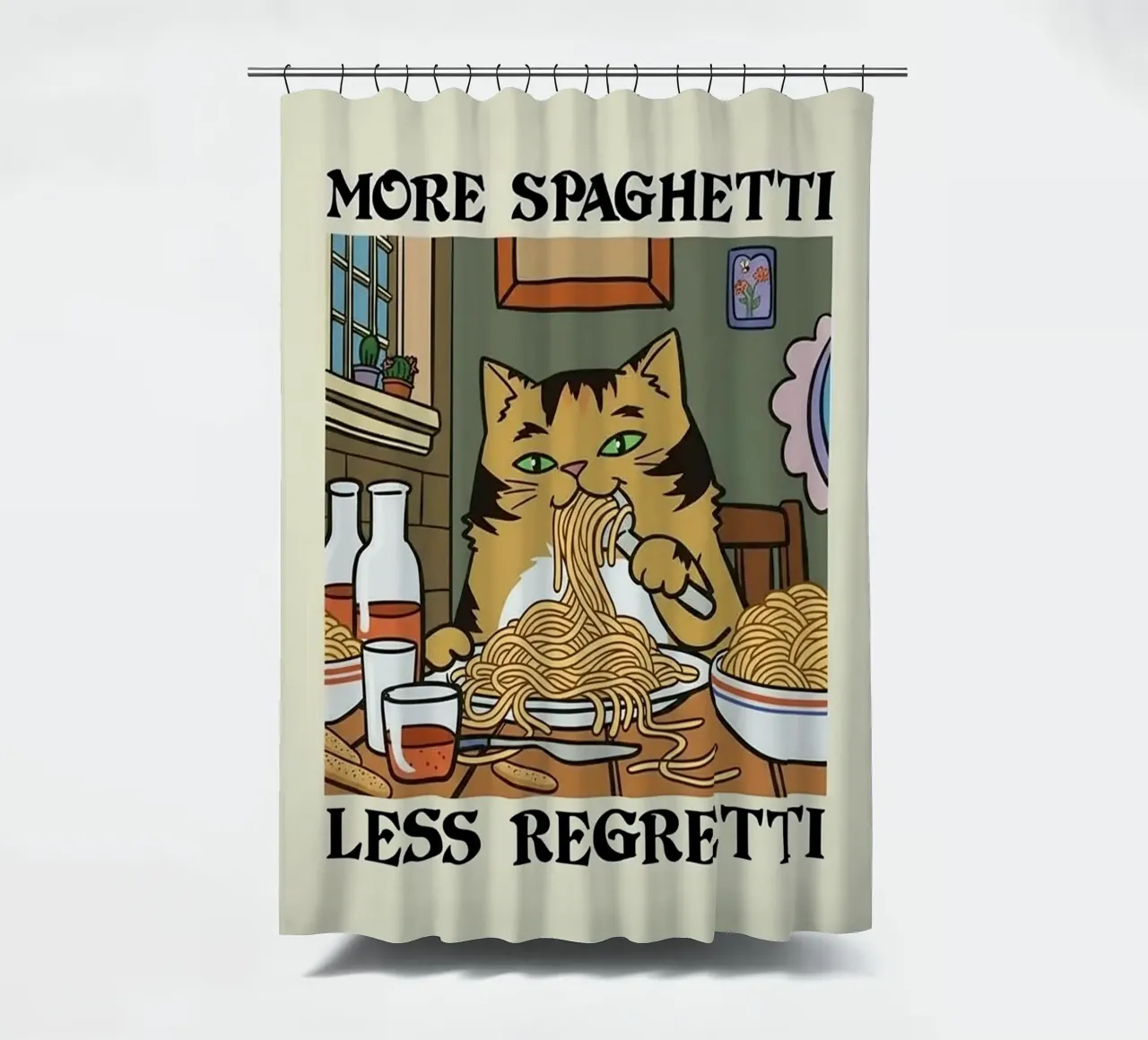 More Spaghetti Less Regretti tenda da doccia da Jasonheeran