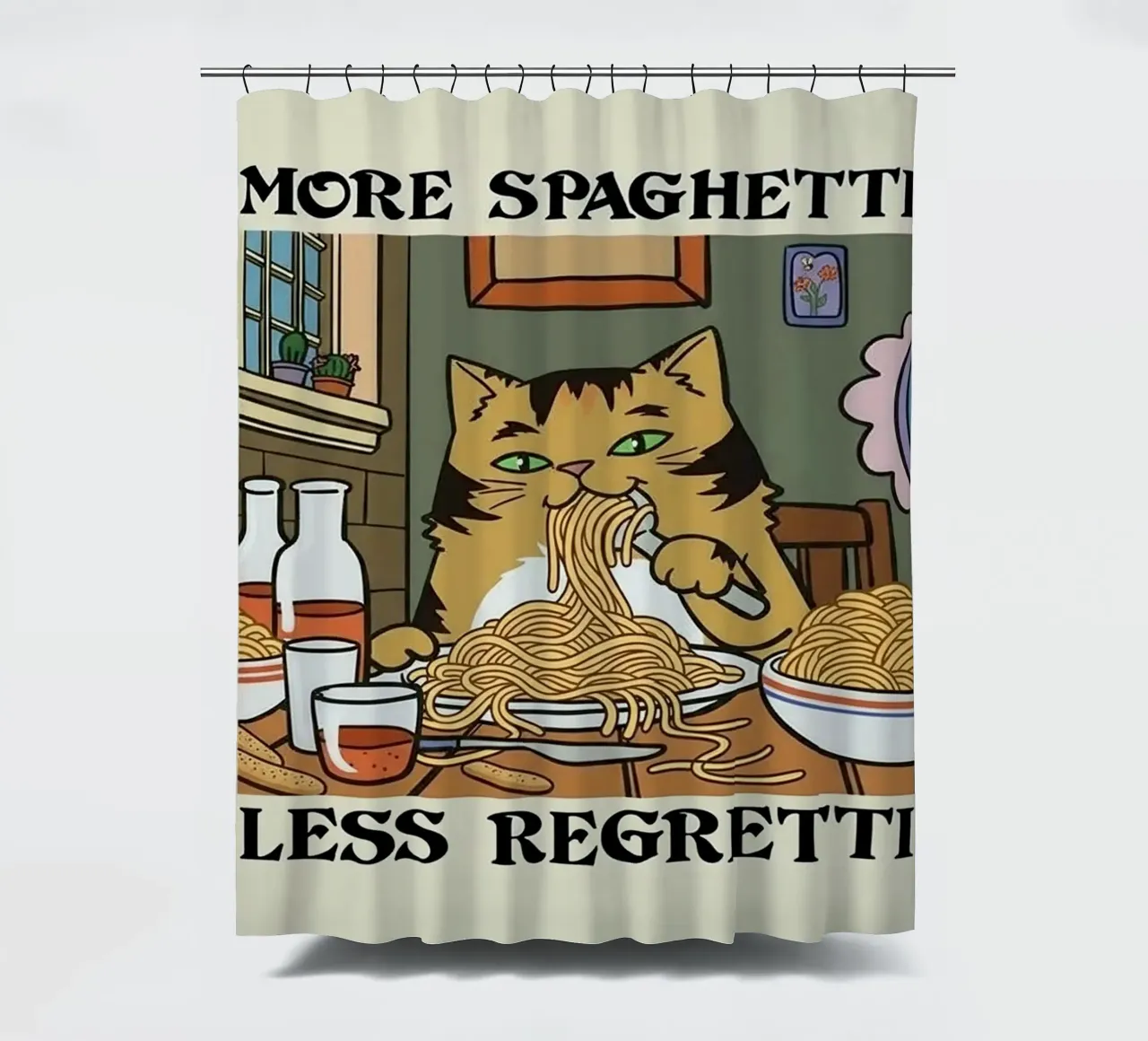 More Spaghetti Less Regretti tenda da doccia da Jasonheeran