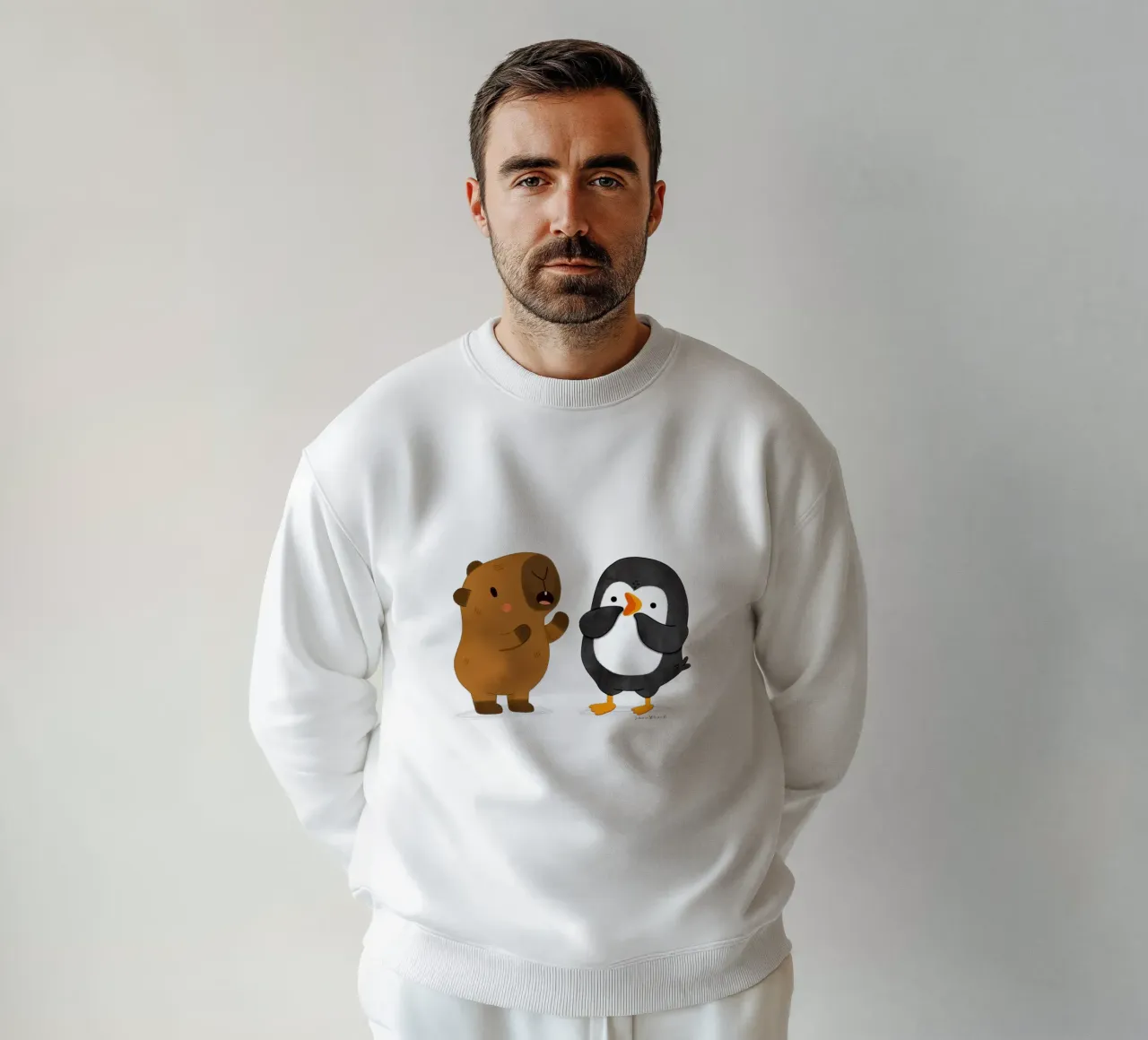 Capibara e pinguino a colloquio felpa da julianamotzko