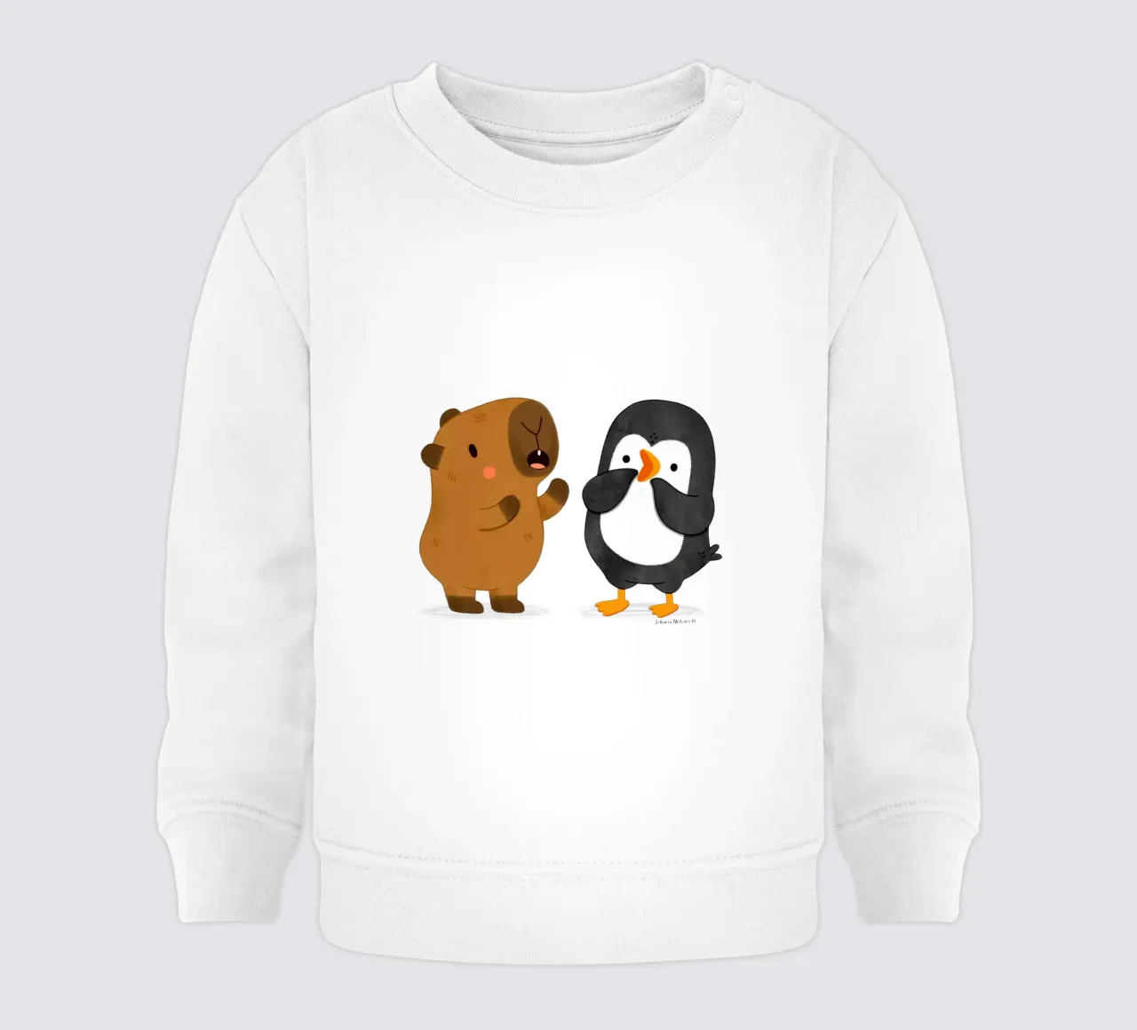 Capibara e pinguino a colloquio felpa neonato da julianamotzko