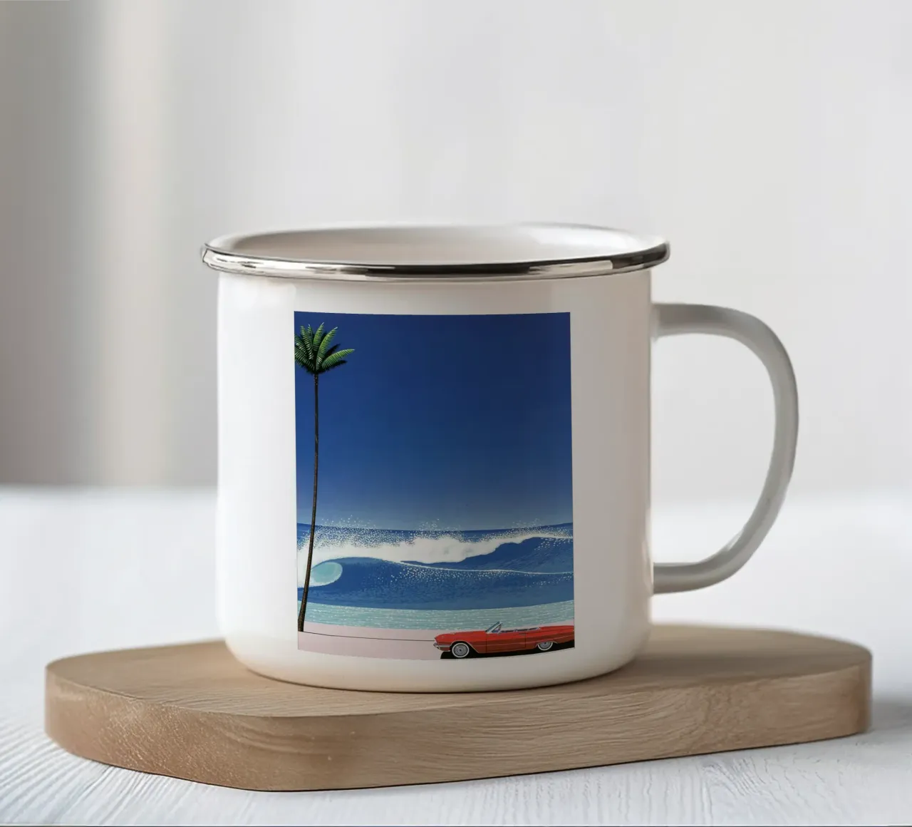 Rode auto in de kijker Hiroshi Nagai emaille mok van KOOL STORE