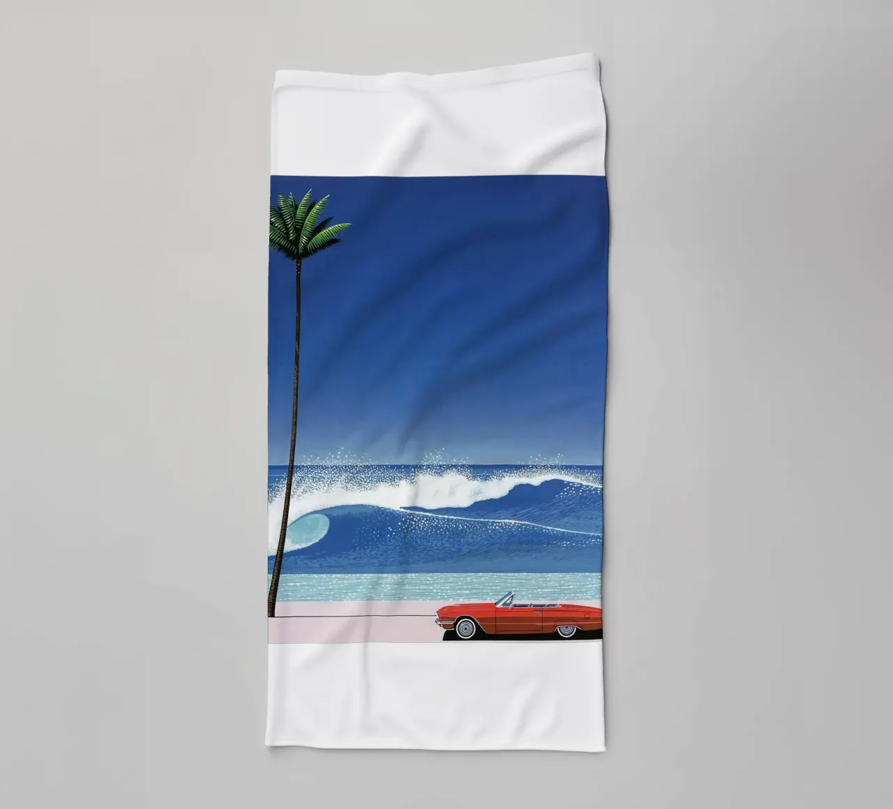 Red Car VIntage Hiroshi Nagai asciugamano da bagno da KOOL STORE