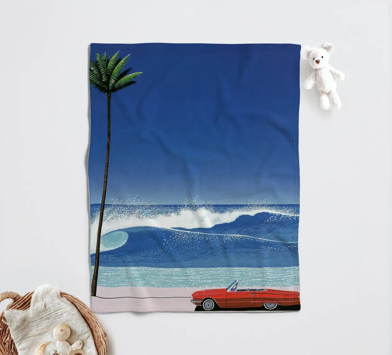 Red Car VIntage Hiroshi Nagai coperta in pile da KOOL STORE