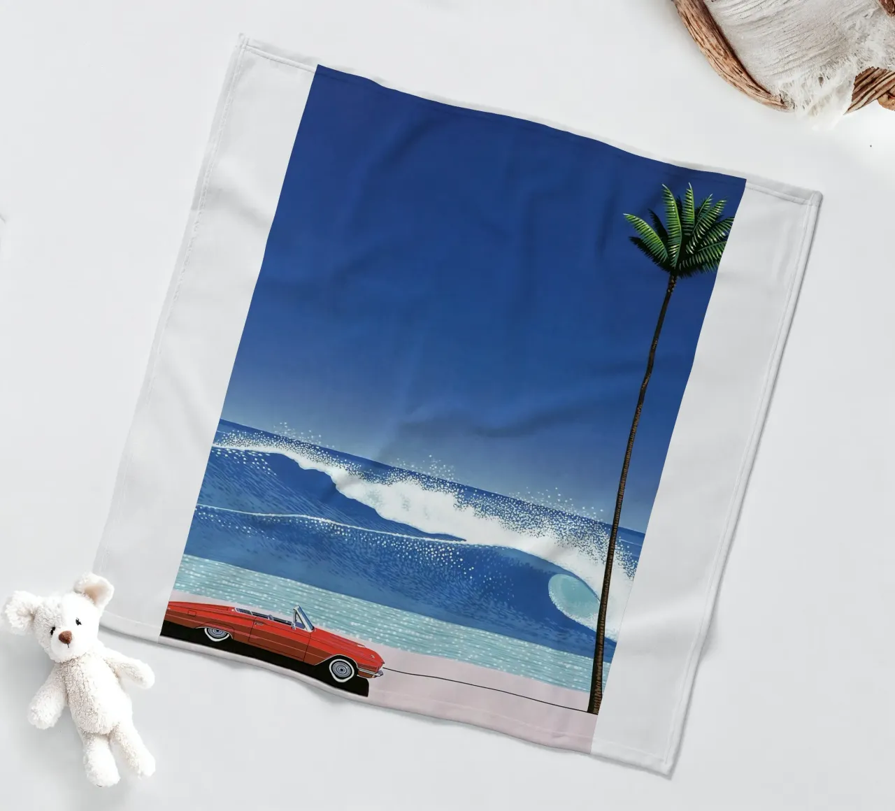 Red Car VIntage Hiroshi Nagai coperta in pile da KOOL STORE