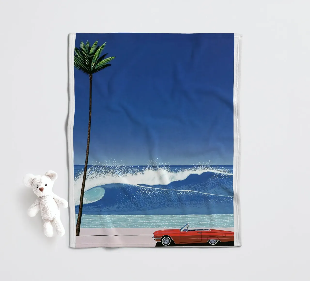 Red Car VIntage Hiroshi Nagai coperta in pile da KOOL STORE