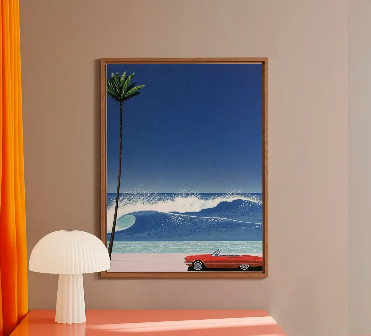 Red Car VIntage Hiroshi Nagai alluminio dibond da KOOL STORE