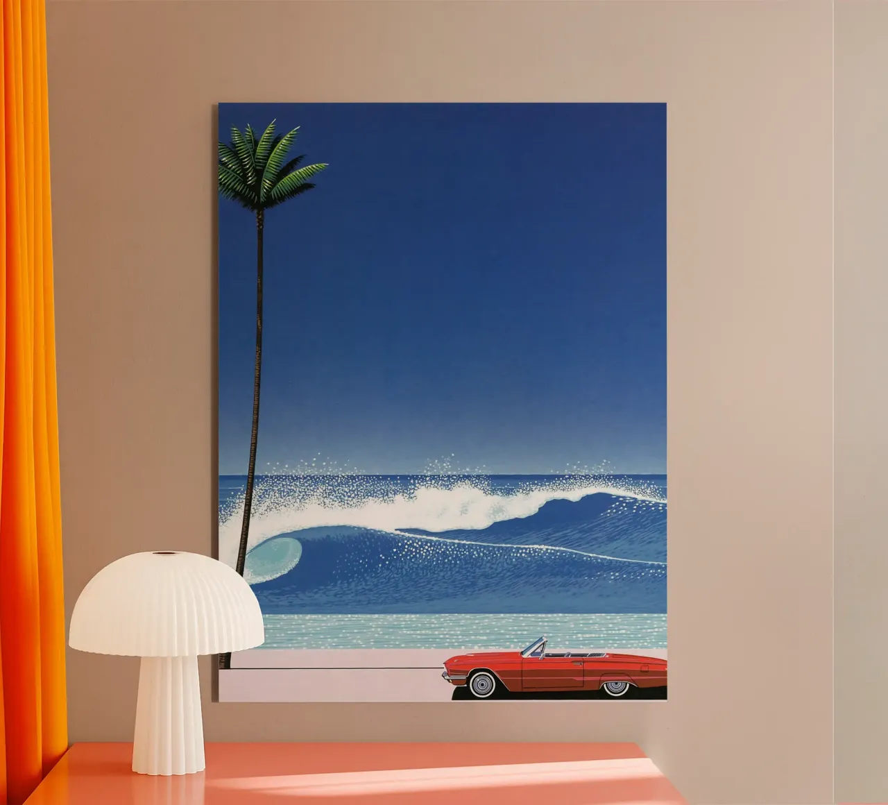 Red Car VIntage Hiroshi Nagai alluminio dibond da KOOL STORE