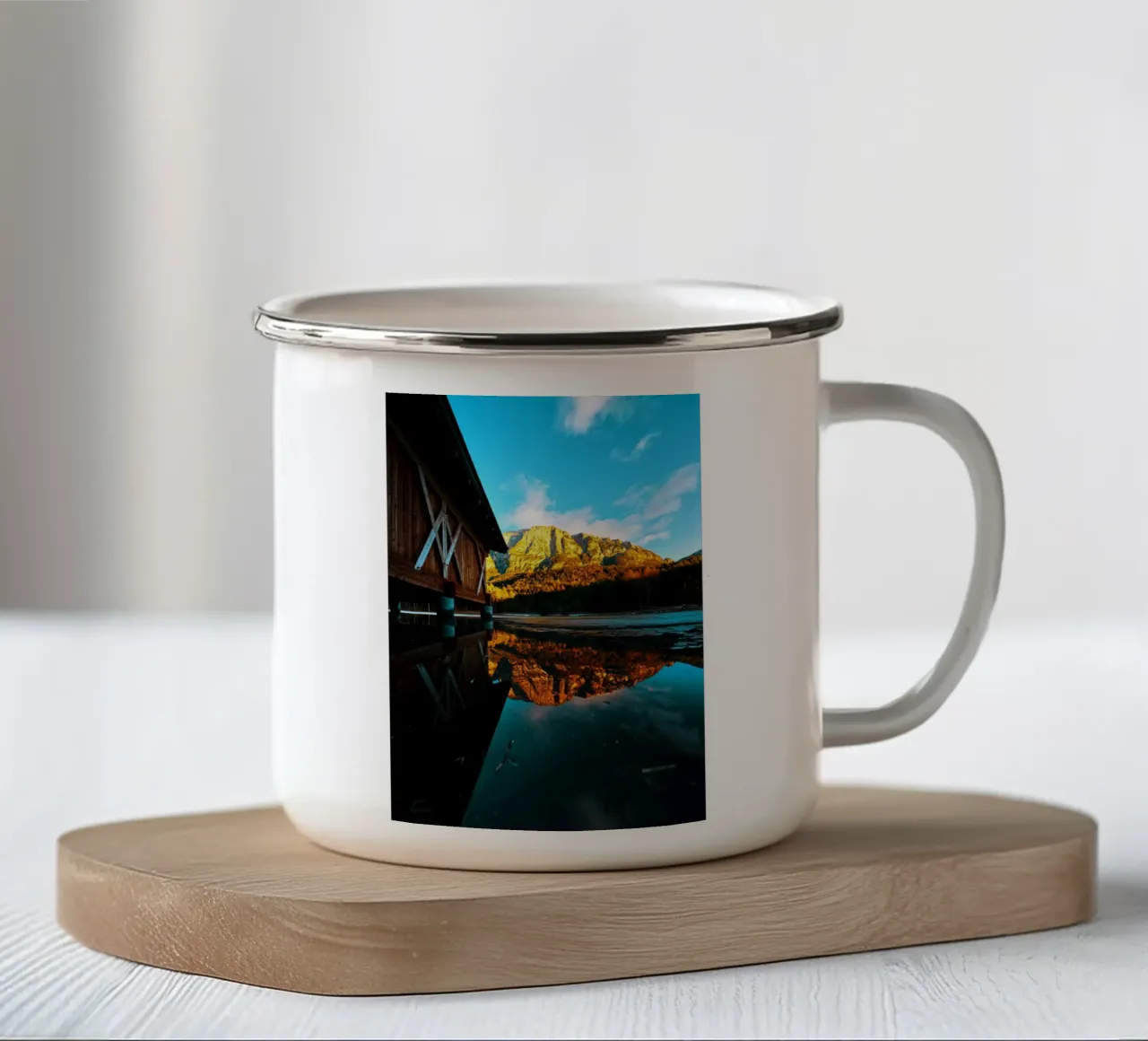 Dolomites mountain reflection tazza in smalto da Fjöllart