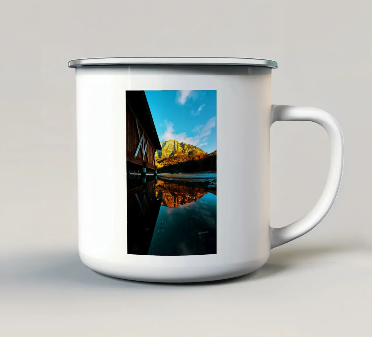 Dolomites mountain reflection tazza in smalto da Fjöllart