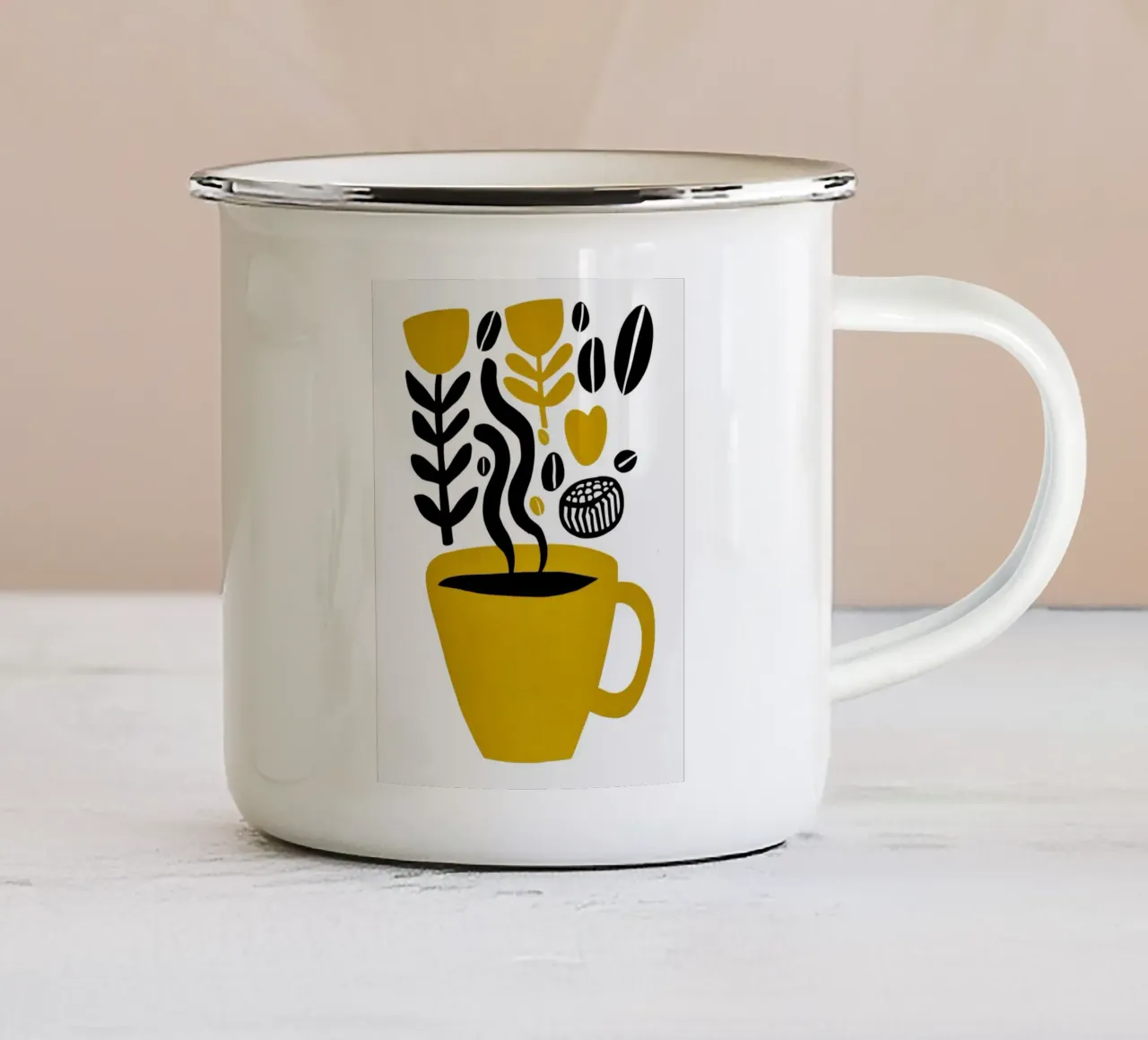 Profumo di caffè | Botanica, chicchi e un cuore tazza in smalto da Autofocus