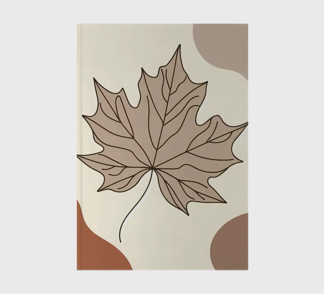 Minimalist Maple Leaf Poster in Neutral Tones with Abstract notebook by Bloom And Brush