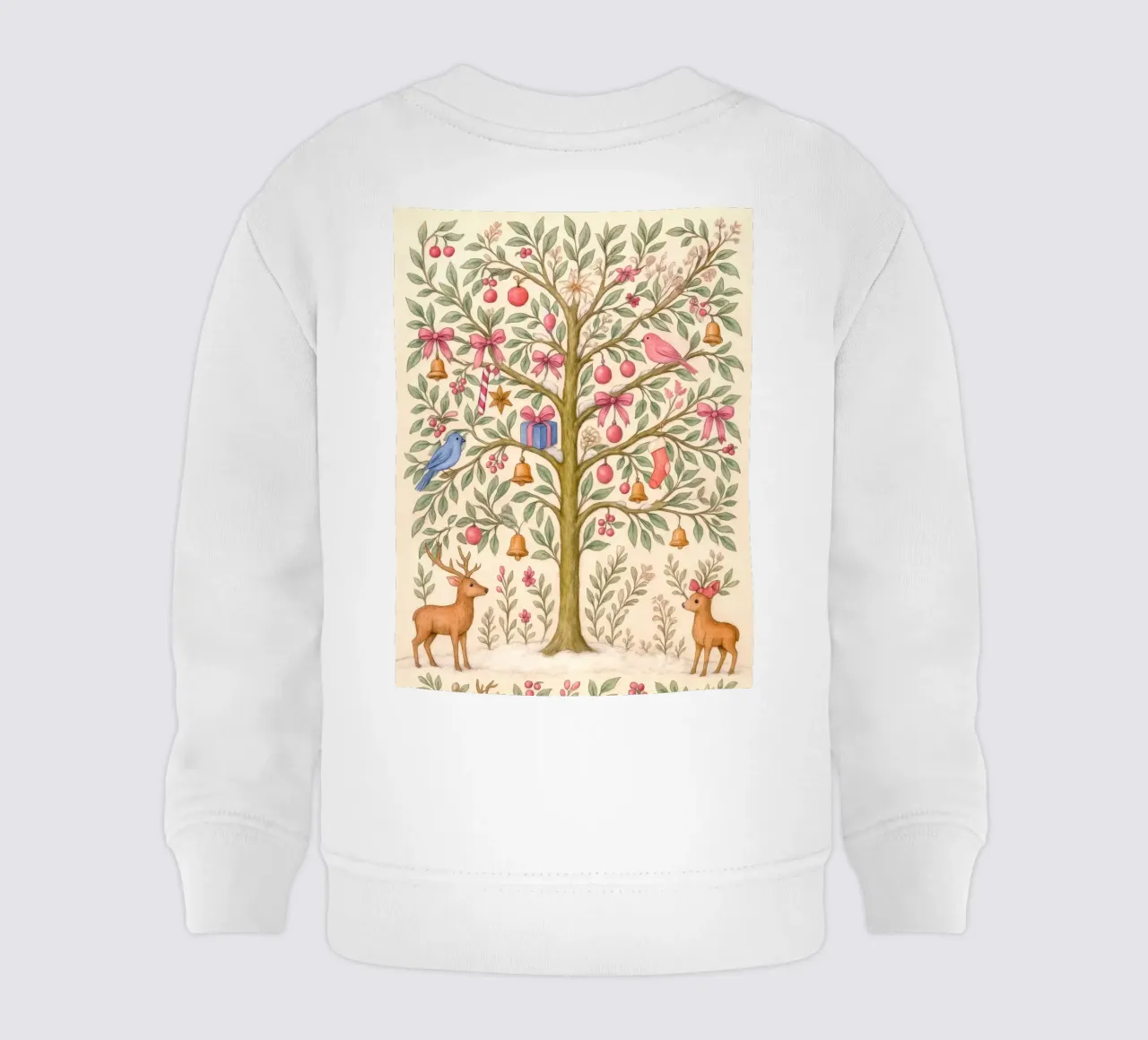 Skurriler rosa Weihnachtsbaum mit Hirsch, Vögeln und Schleifen Baby Sweatshirt von GentleEchoes Dreamlight