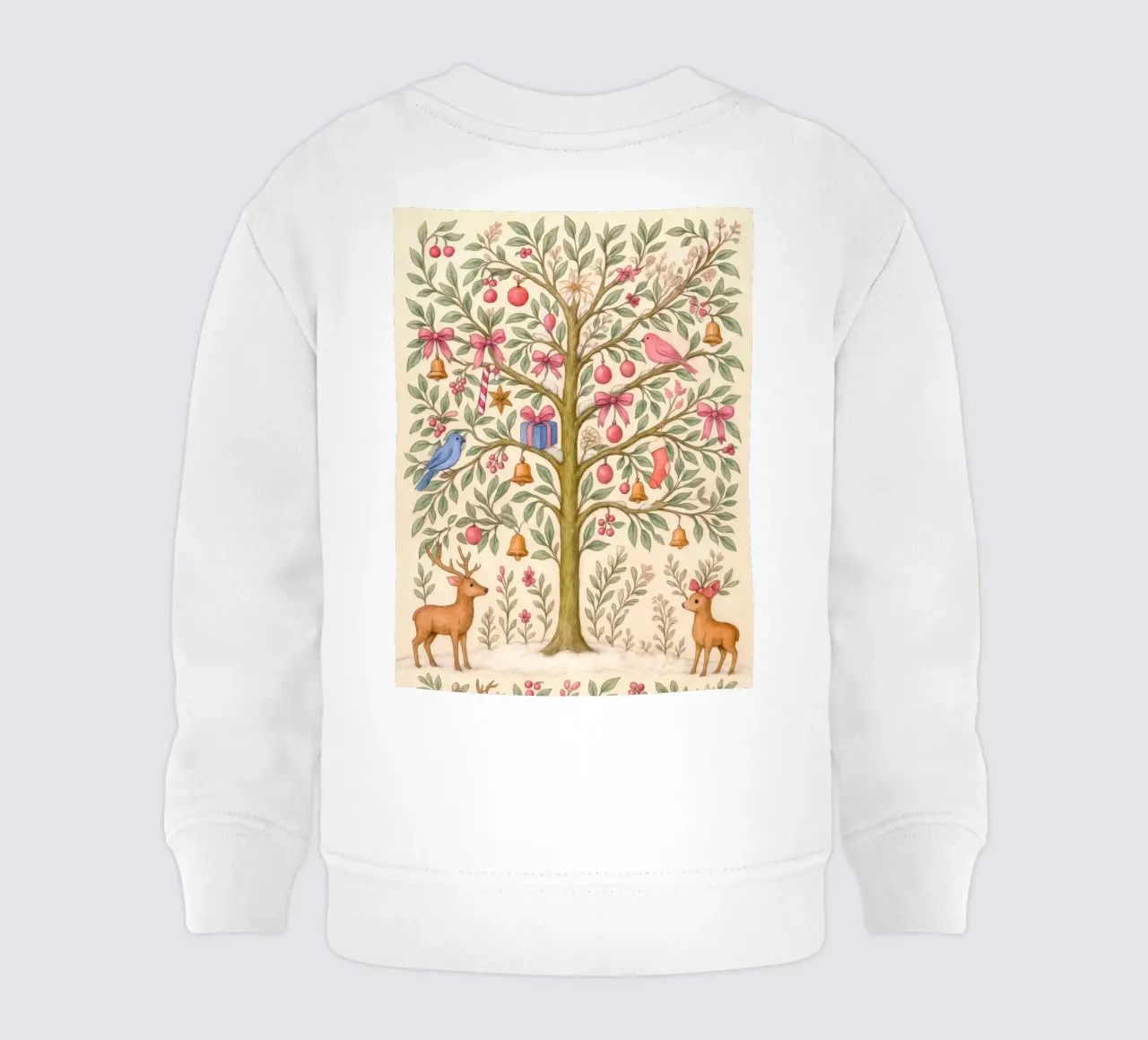 Stravagante albero di Natale rosa con cervi, uccelli e fiocchi felpa neonato da GentleEchoes Dreamlight