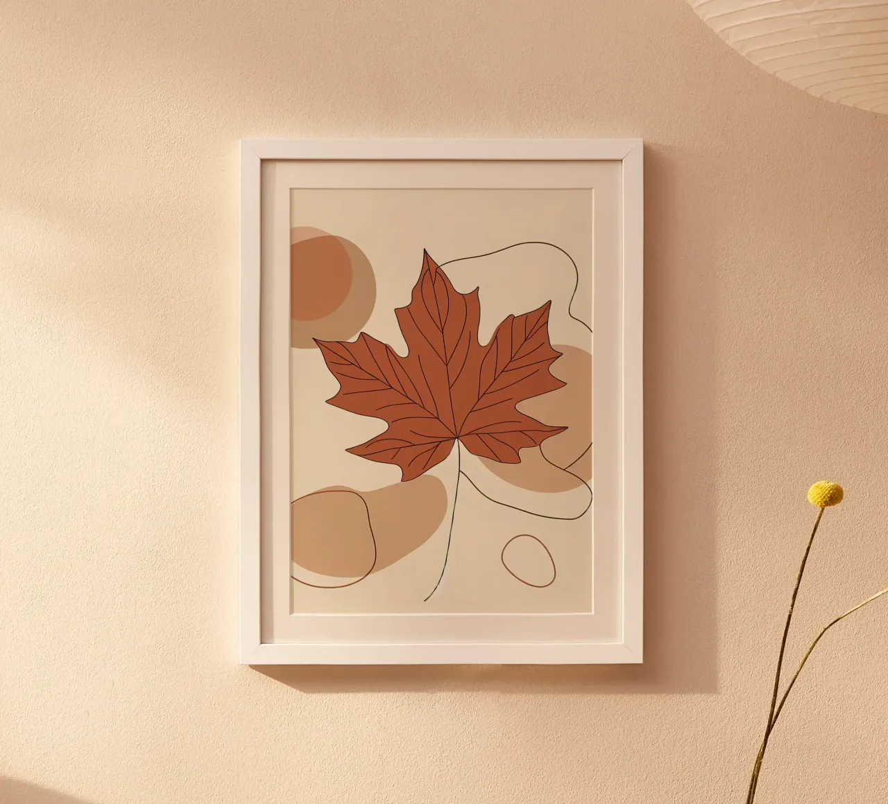 Minimalist Maple Leaf Poster in Neutral Tones with Abstract hahnemühle by Bloom And Brush