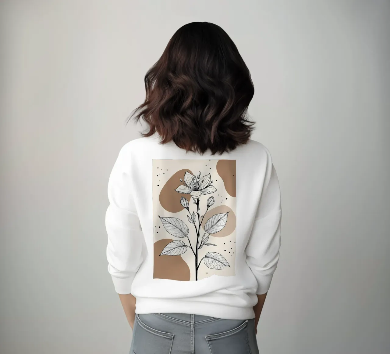 Minimalist Maple Leaf Poster in Neutral Tones with Abstract sweatshirt by Bloom And Brush