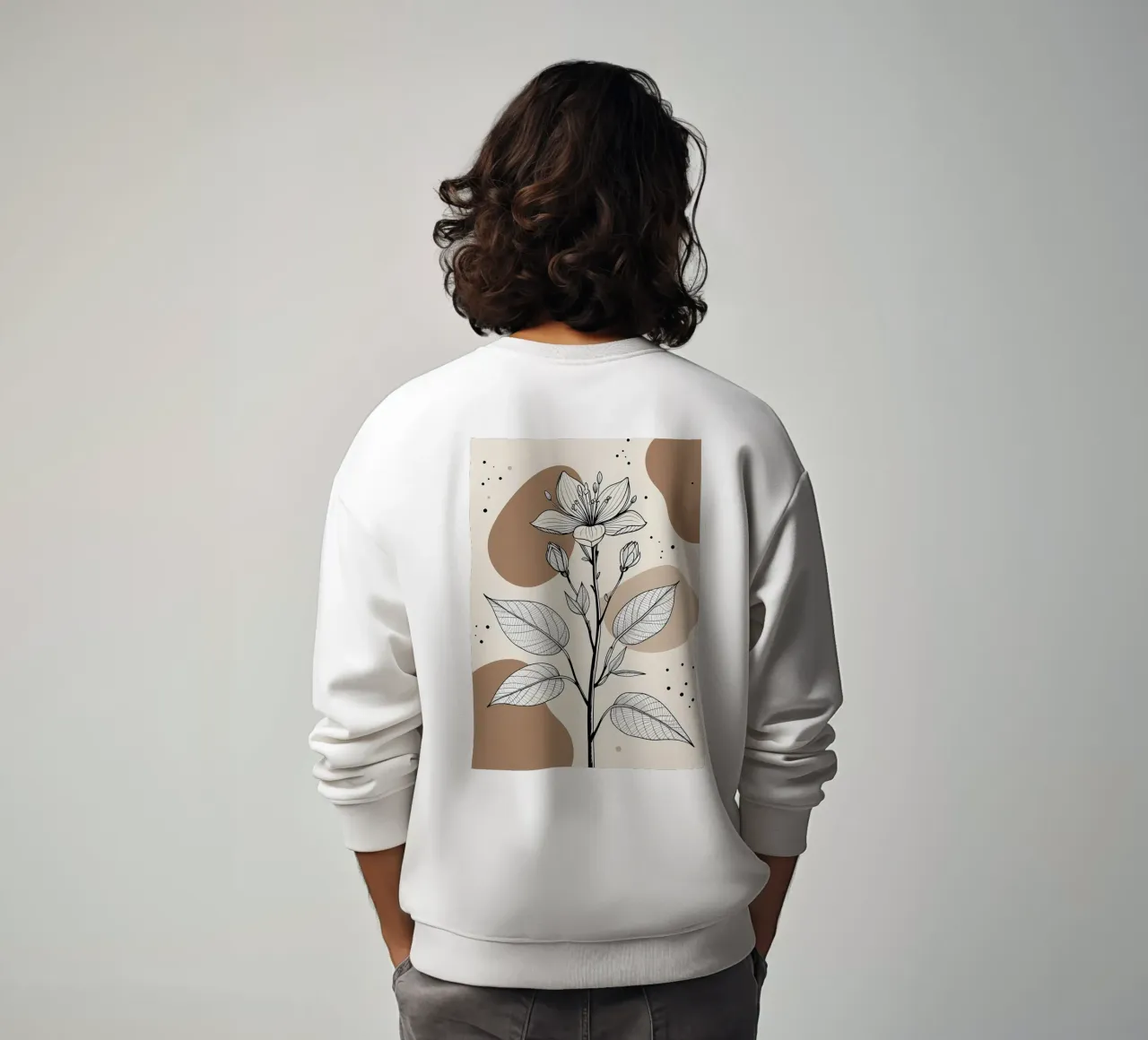 Minimalist Maple Leaf Poster in Neutral Tones with Abstract sweatshirt by Bloom And Brush