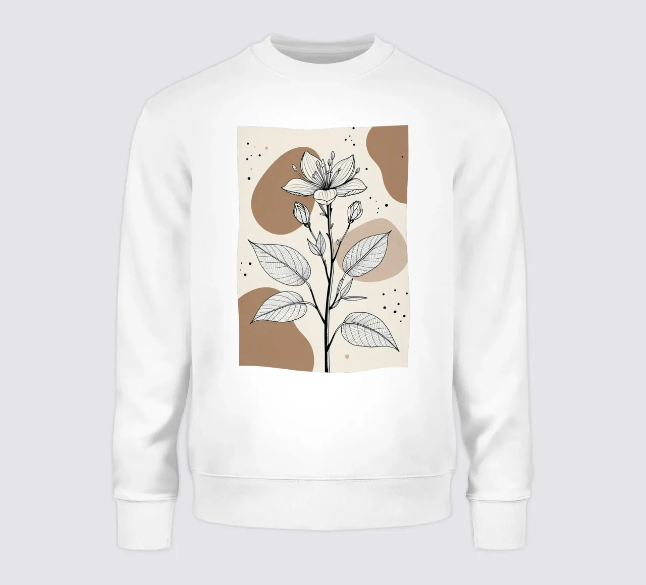 Minimalist Maple Leaf Poster in Neutral Tones with Abstract sweatshirt by Bloom And Brush