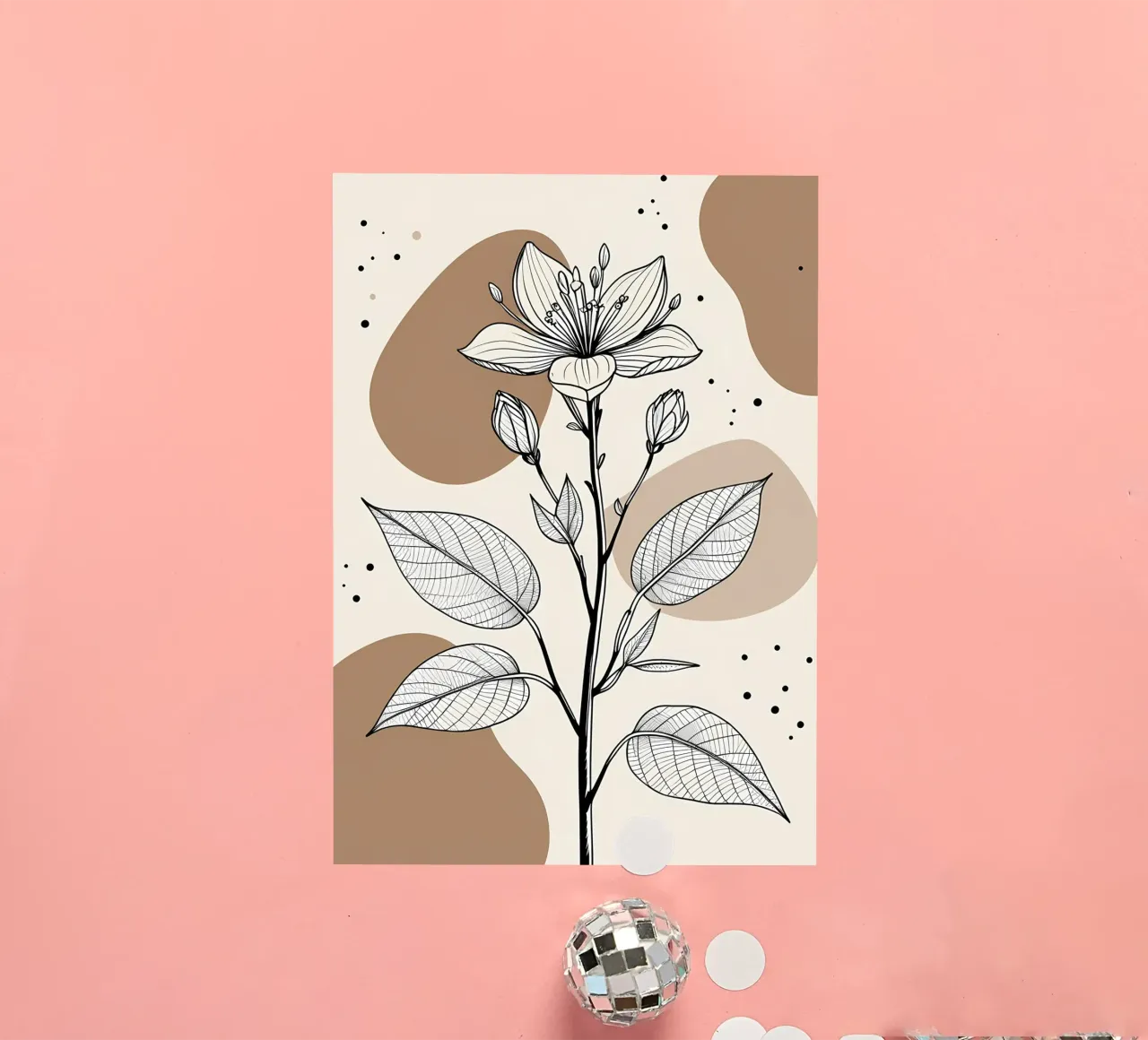 Minimalist Maple Leaf Poster in Neutral Tones with Abstract sticker by Bloom And Brush