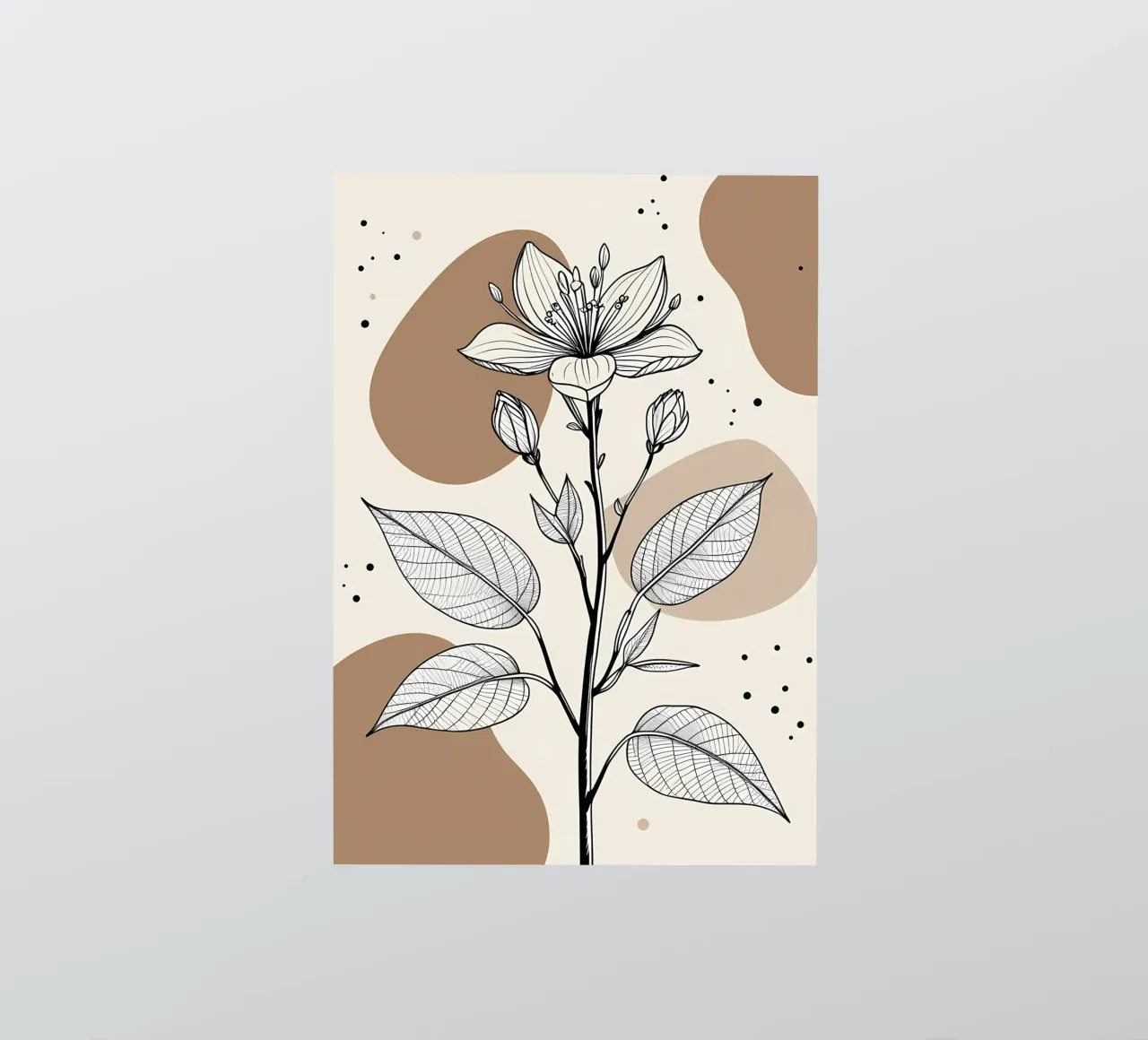 Minimalist Maple Leaf Poster in Neutral Tones with Abstract sticker by Bloom And Brush