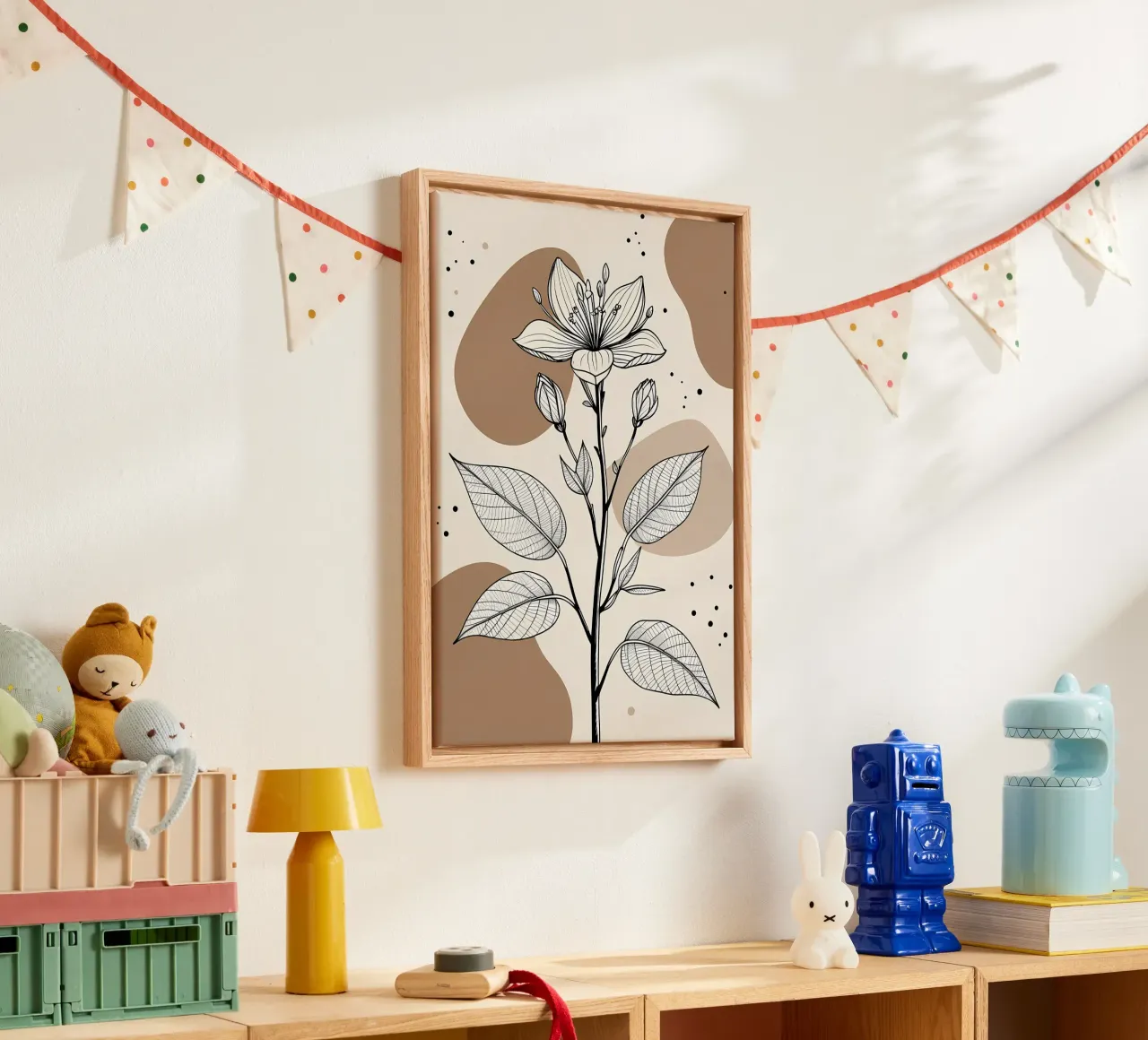 Minimalist Maple Leaf Poster in Neutral Tones with Abstract canvas by Bloom And Brush